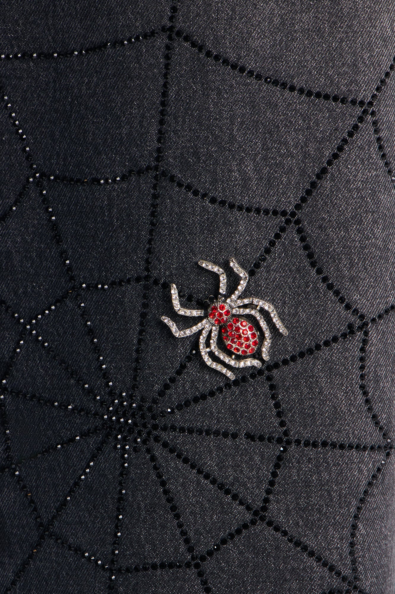 Baggy Black Widow Jeweled Denim Short - Black Wash - Image 8
