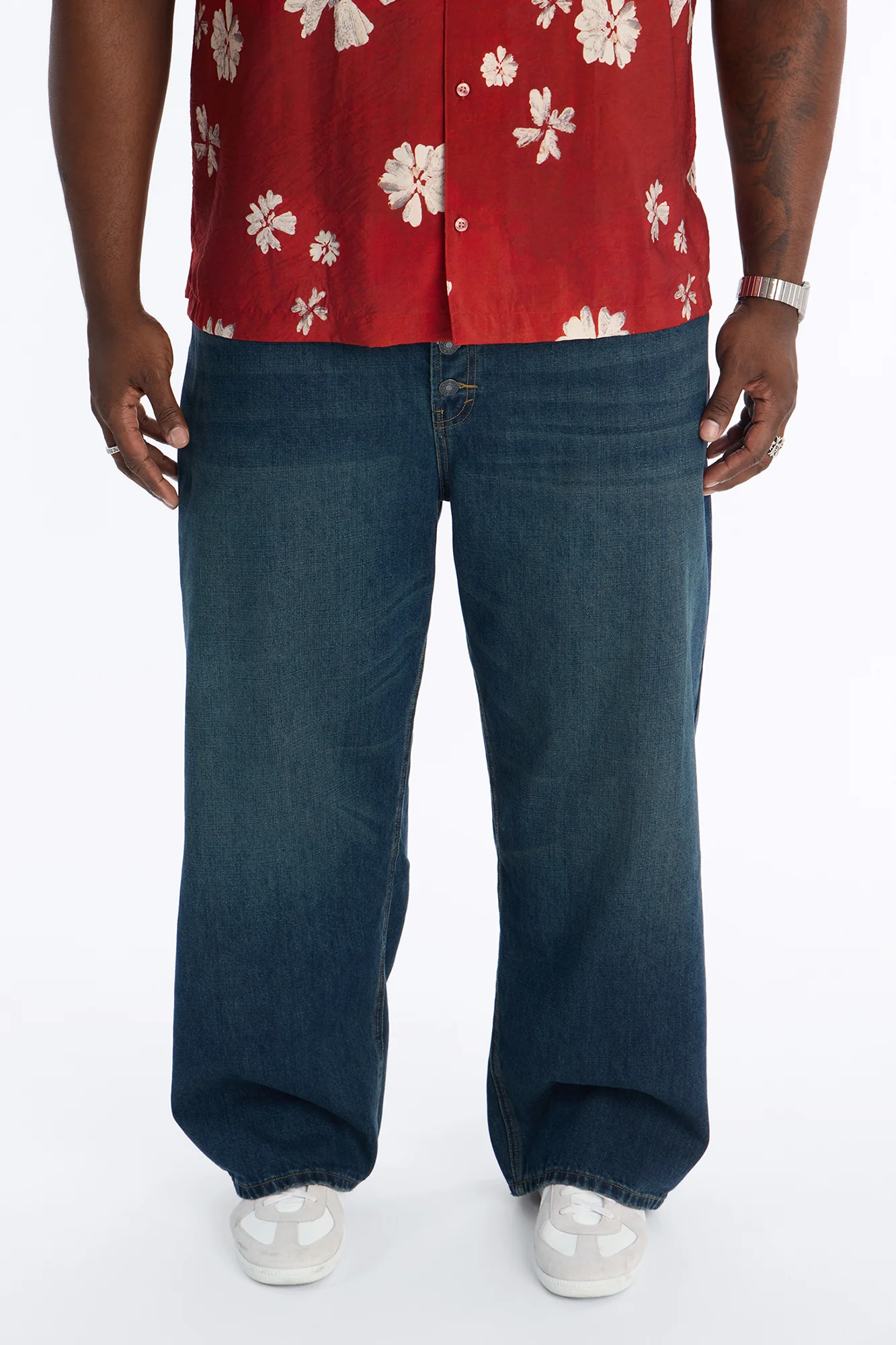 Baggy Button Riot Jeans - Dark Wash - Image 6