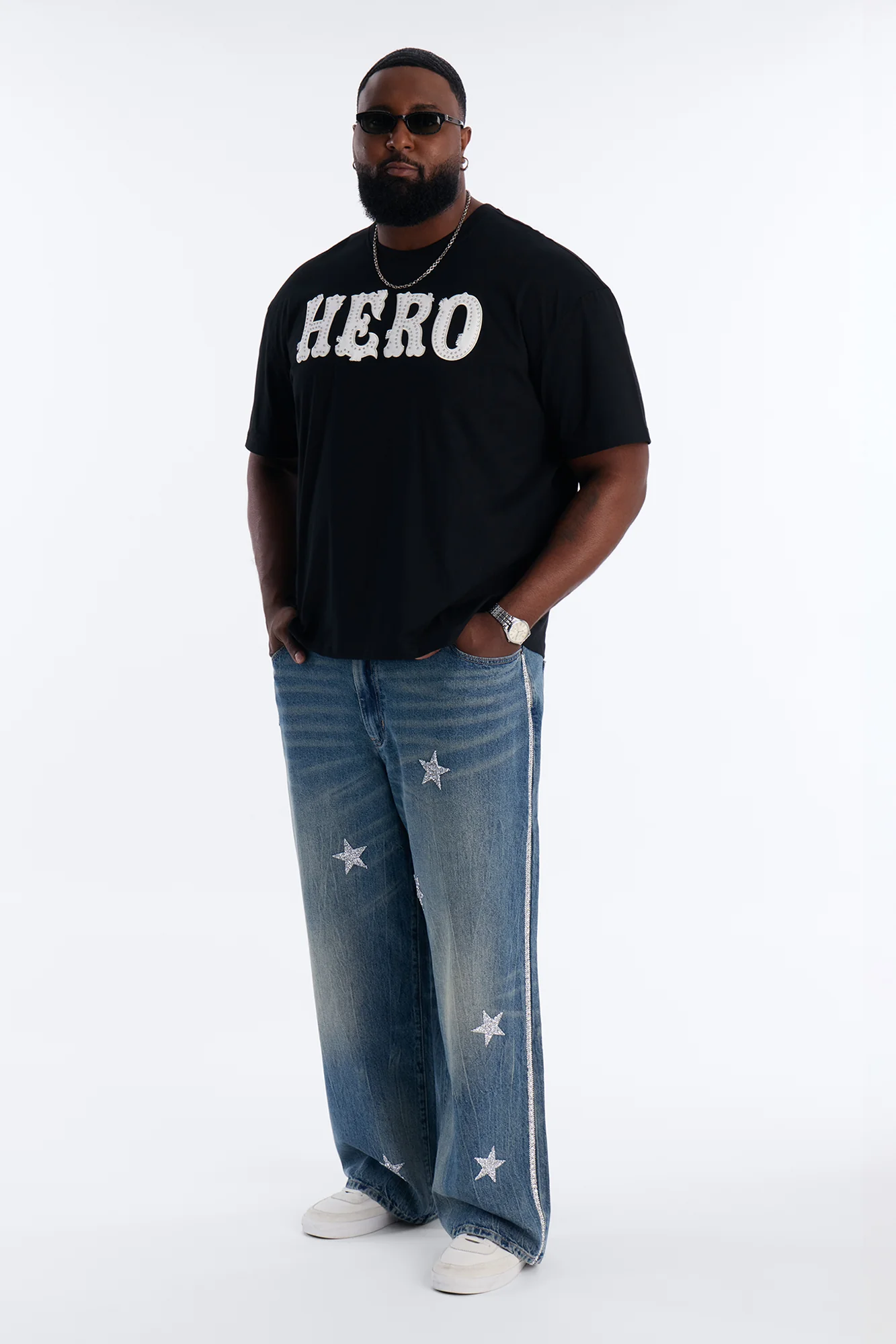 Baggy Cosmic Star Tux Jean - Medium Blue Wash - Image 7