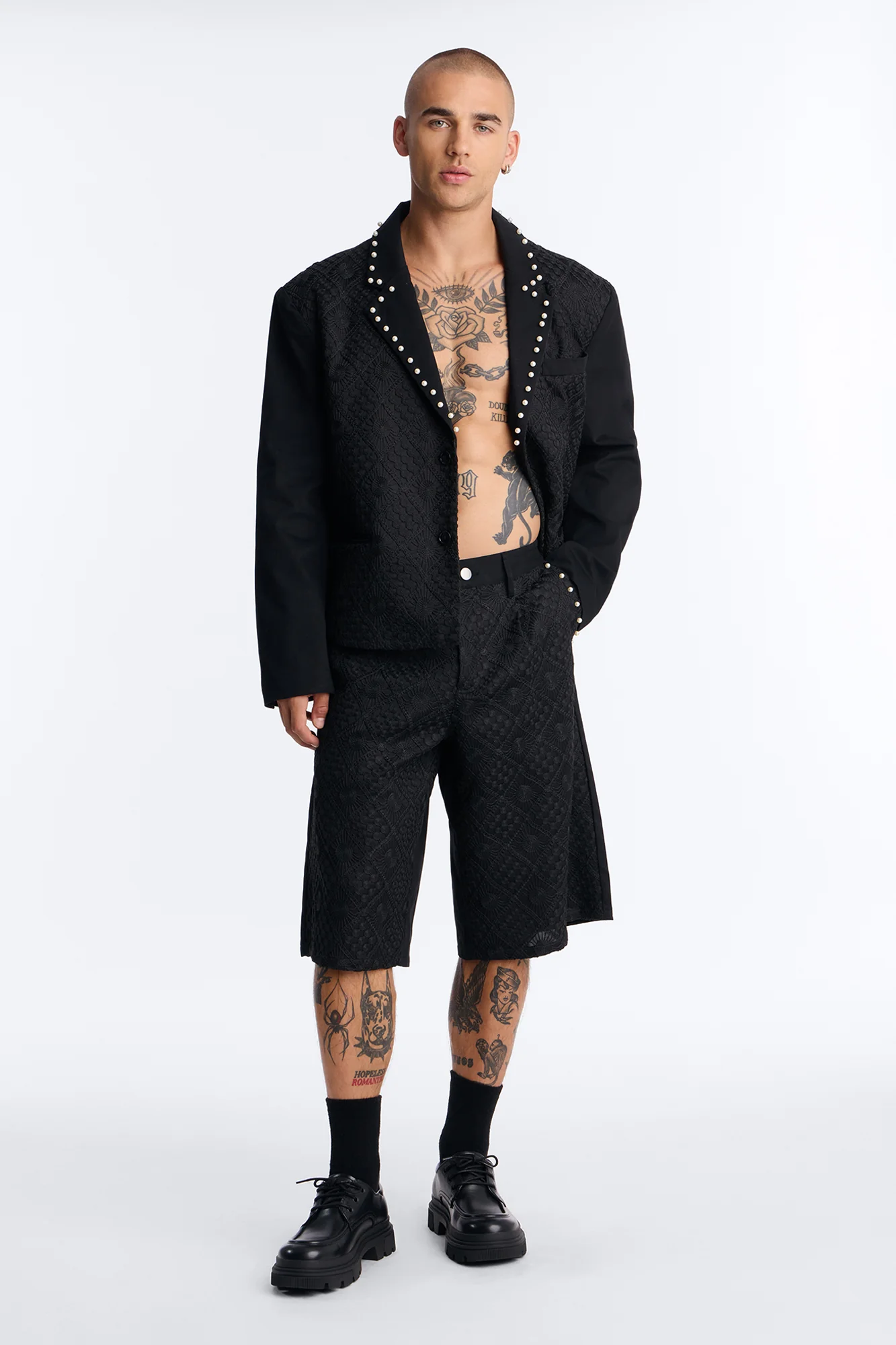 Baggy Lattice Luxe Pearl Short - Black - Image 2