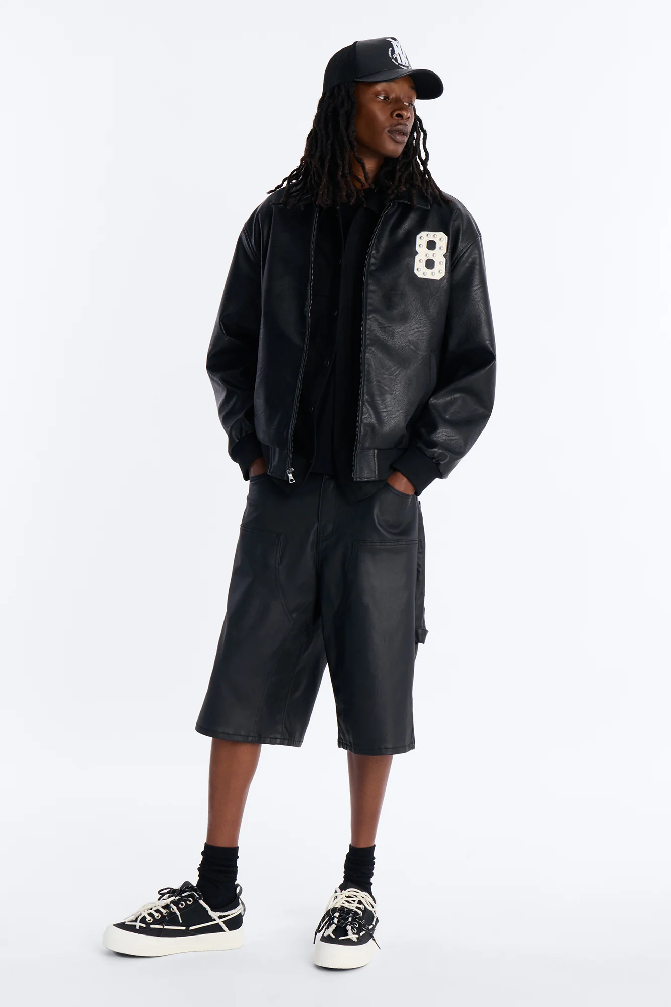 Baggy Liquid Coated Waxed Short - Black - Image 2