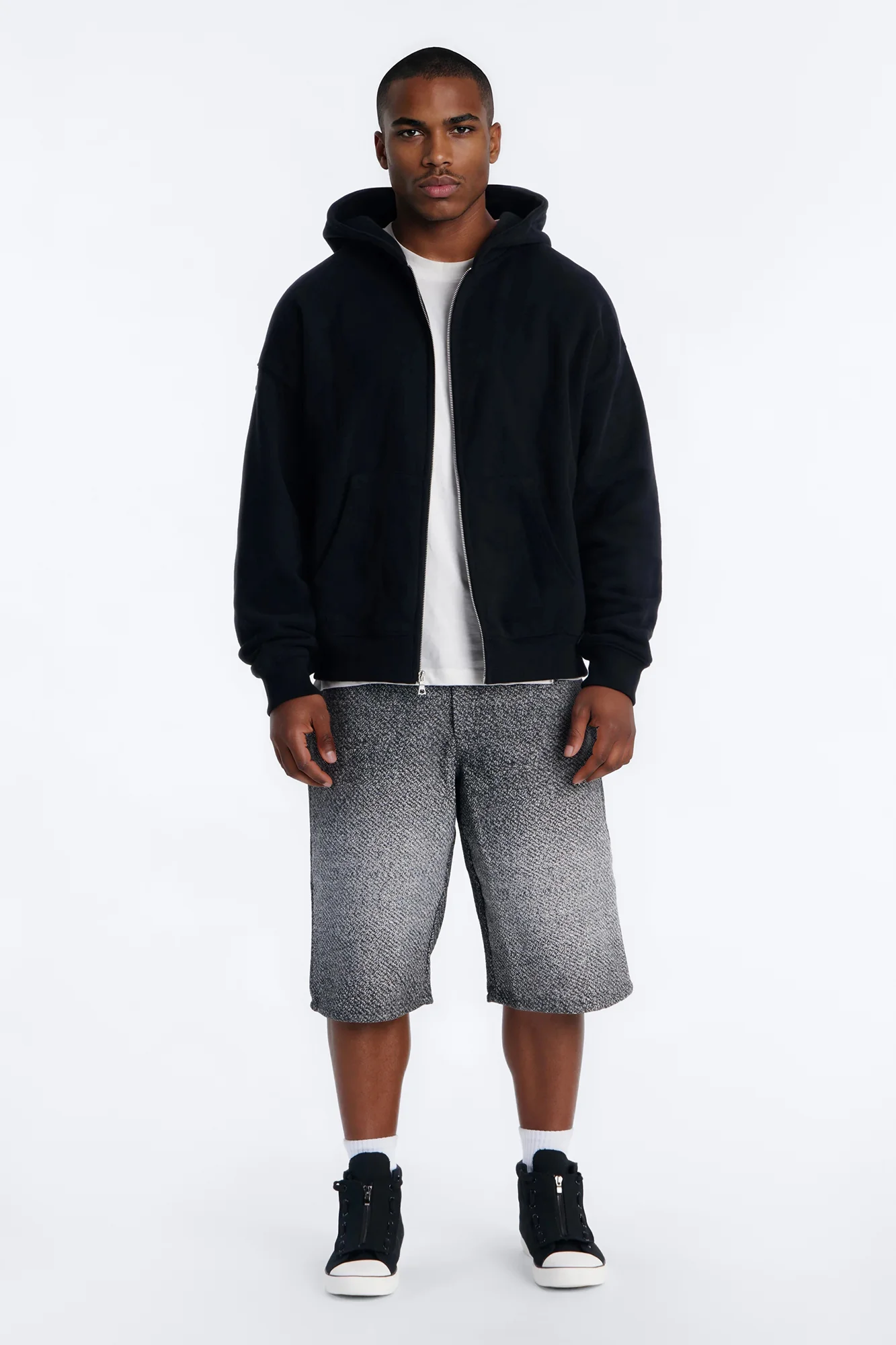 Baggy Tapestry Denim Short - Grey - Image 2
