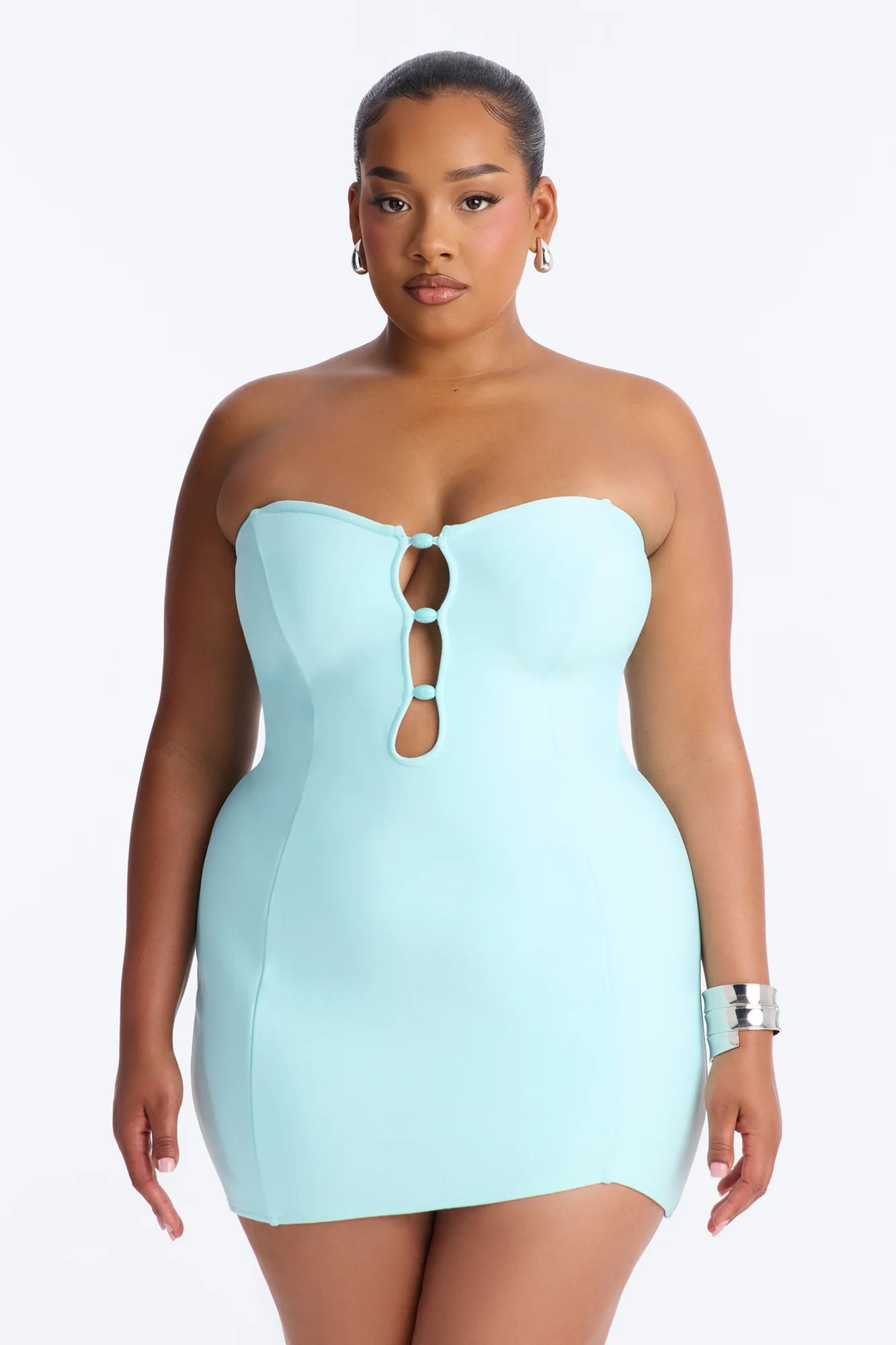 Bahama Mama Beaded Bandage Micro Mini Dress - Light Blue - Image 4
