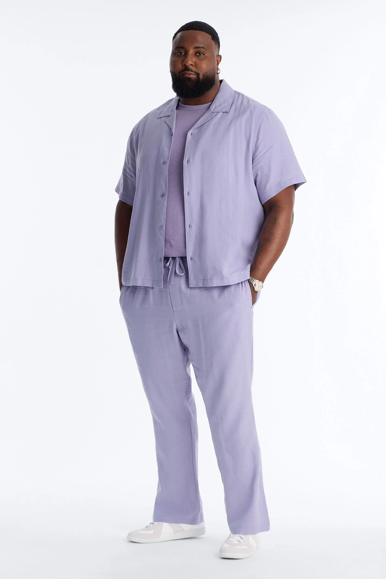 Bahamas Linen Slim Pull On Pants - Lavender - Image 5