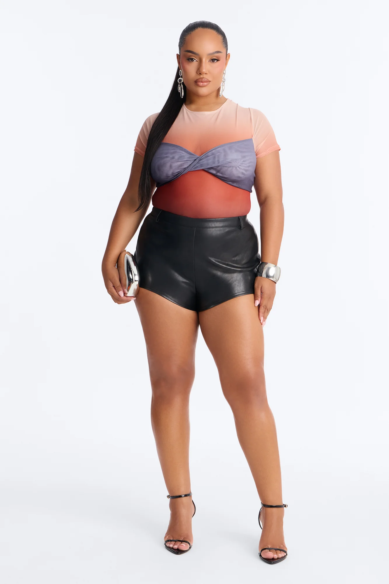 Barbados Sunset Ombre Mesh Short Sleeve Bodysuit - Multi Color - Image 6