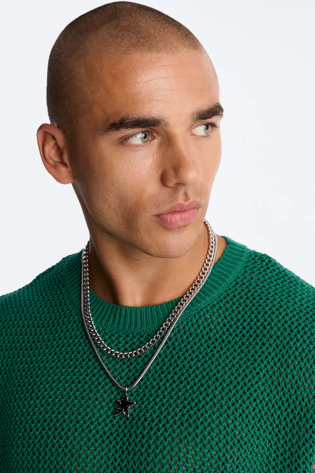 Barbed Wire Star Necklace Set - Silver - Image 2