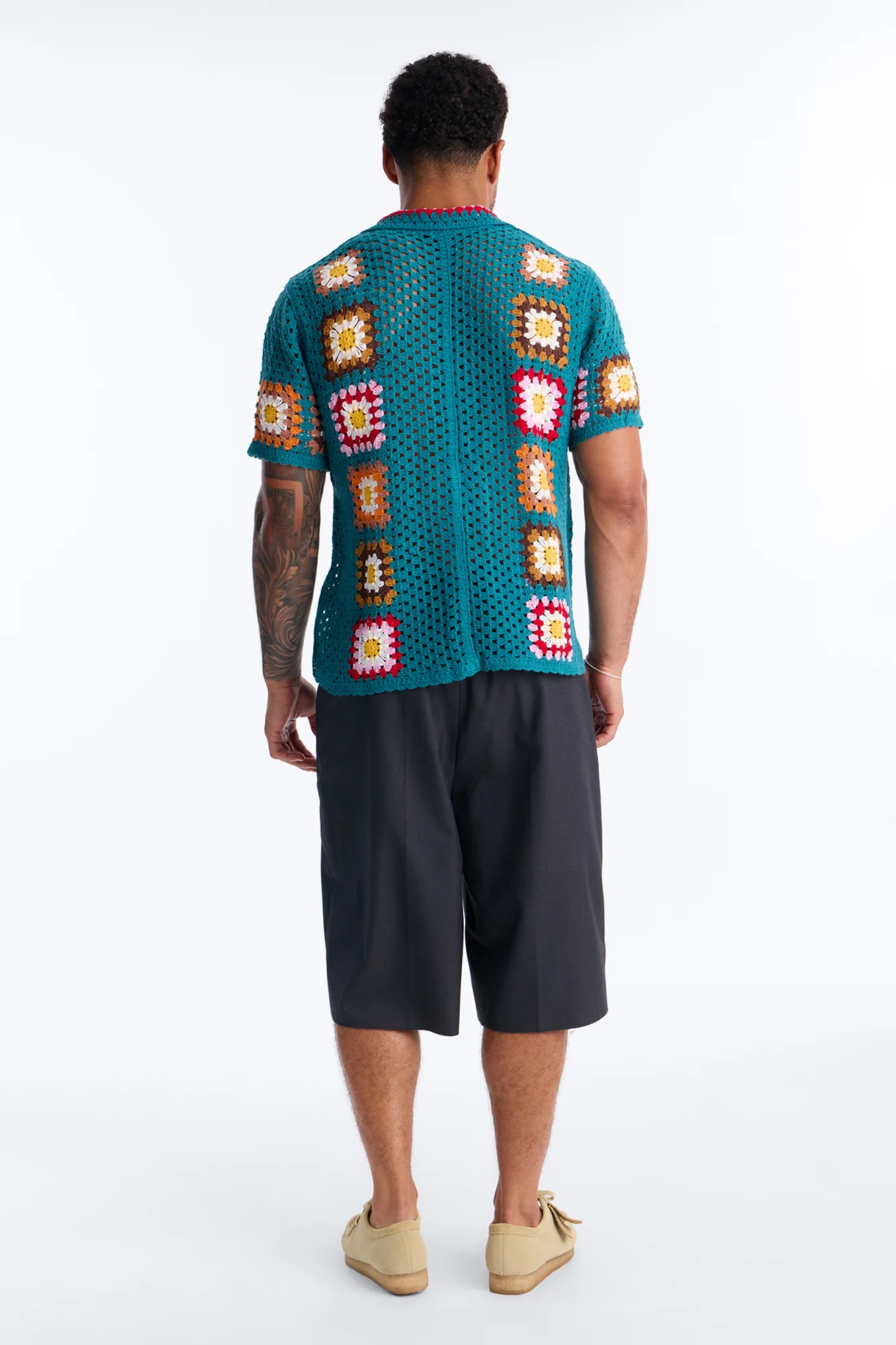 Bass Bloom Crochet Button Up Shirt - Green - Image 4