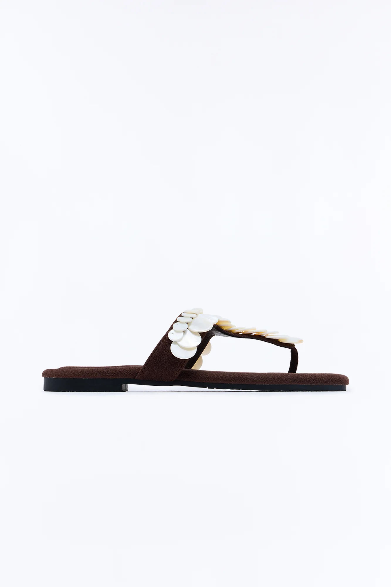Be Real Shell Flat Sandals - Chocolate - Image 3