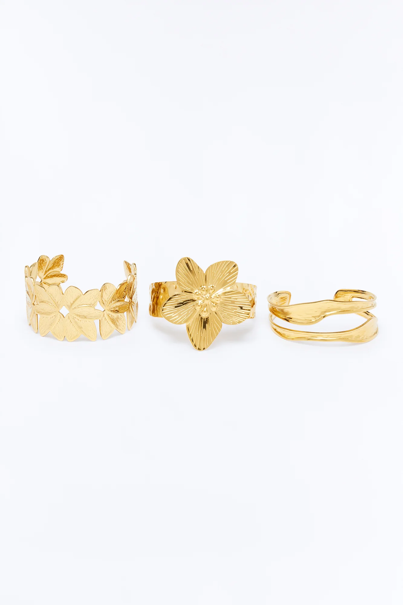 Beach Bloom 3 Piece Bracelet Set - Gold - Image 3