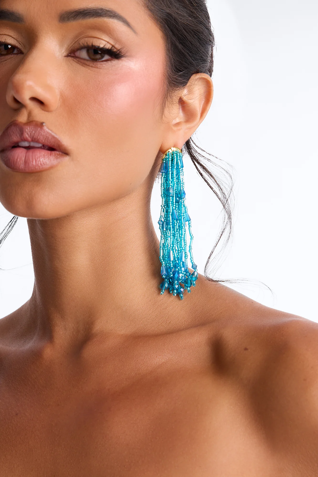 Beach Blossom Drop Earrings - Blue - Image 2