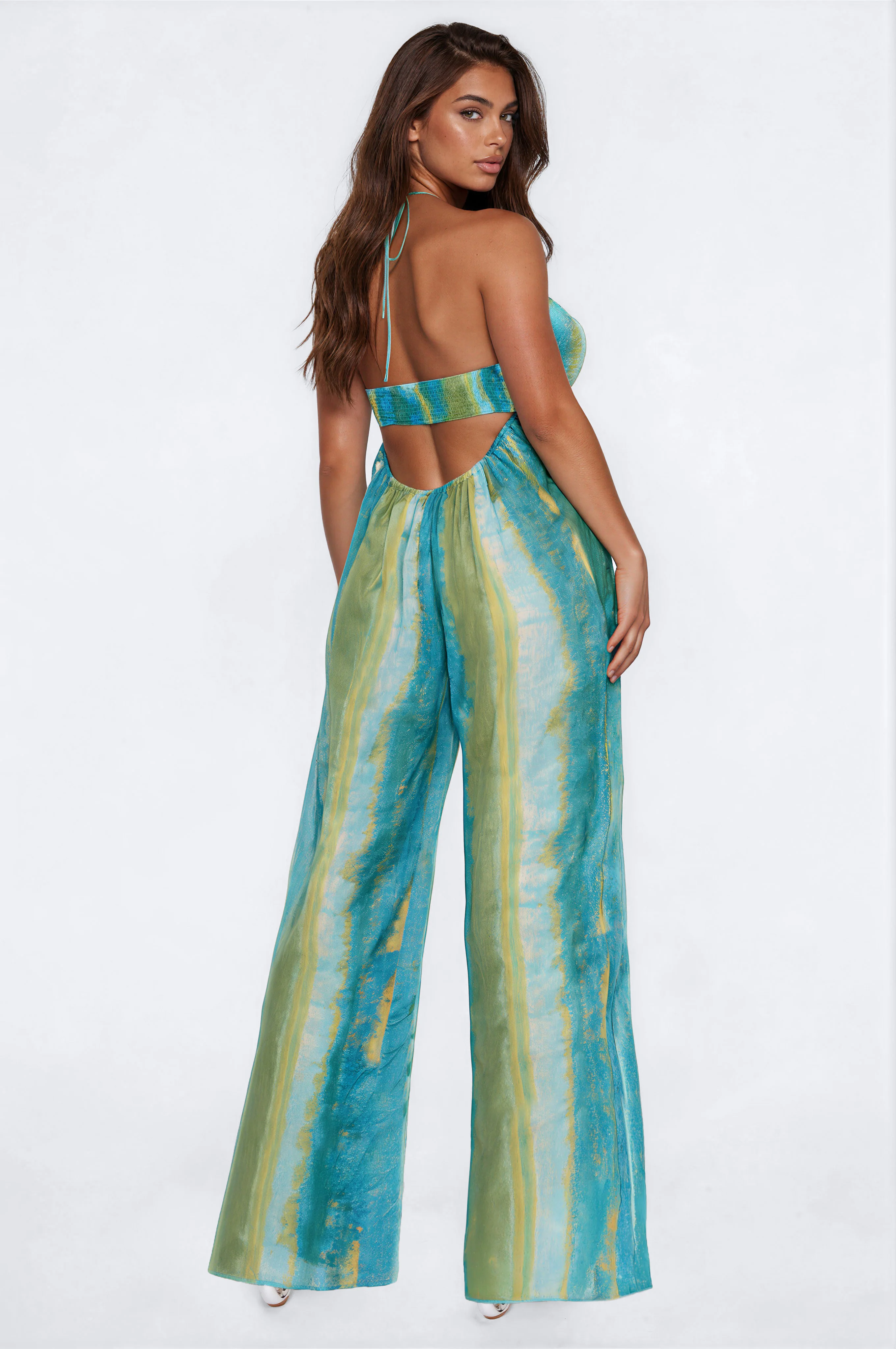 Beach Side Wide Leg Jumpsuit - Blue - Image 3