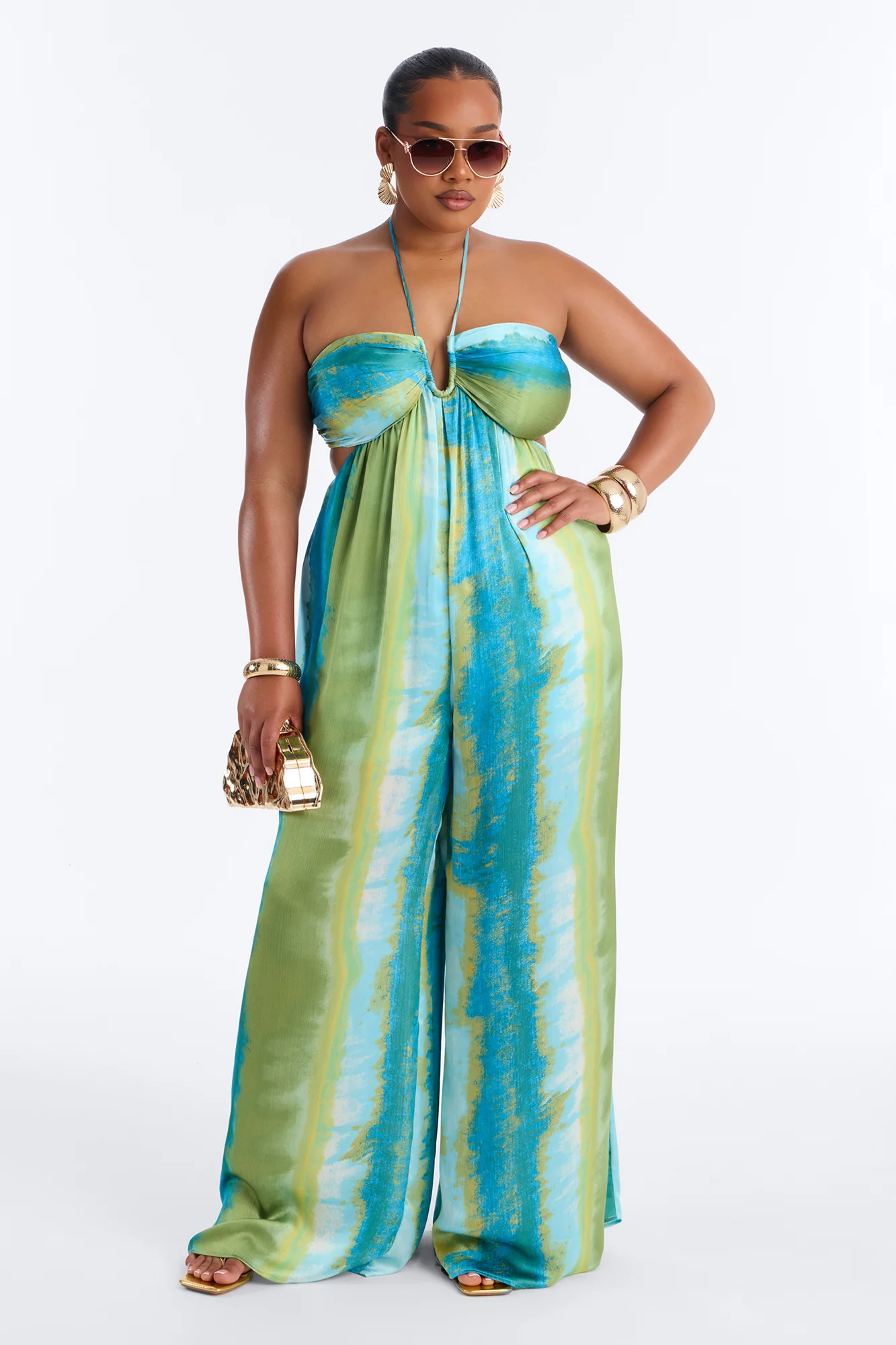 Beach Side Wide Leg Jumpsuit - Blue - Image 4