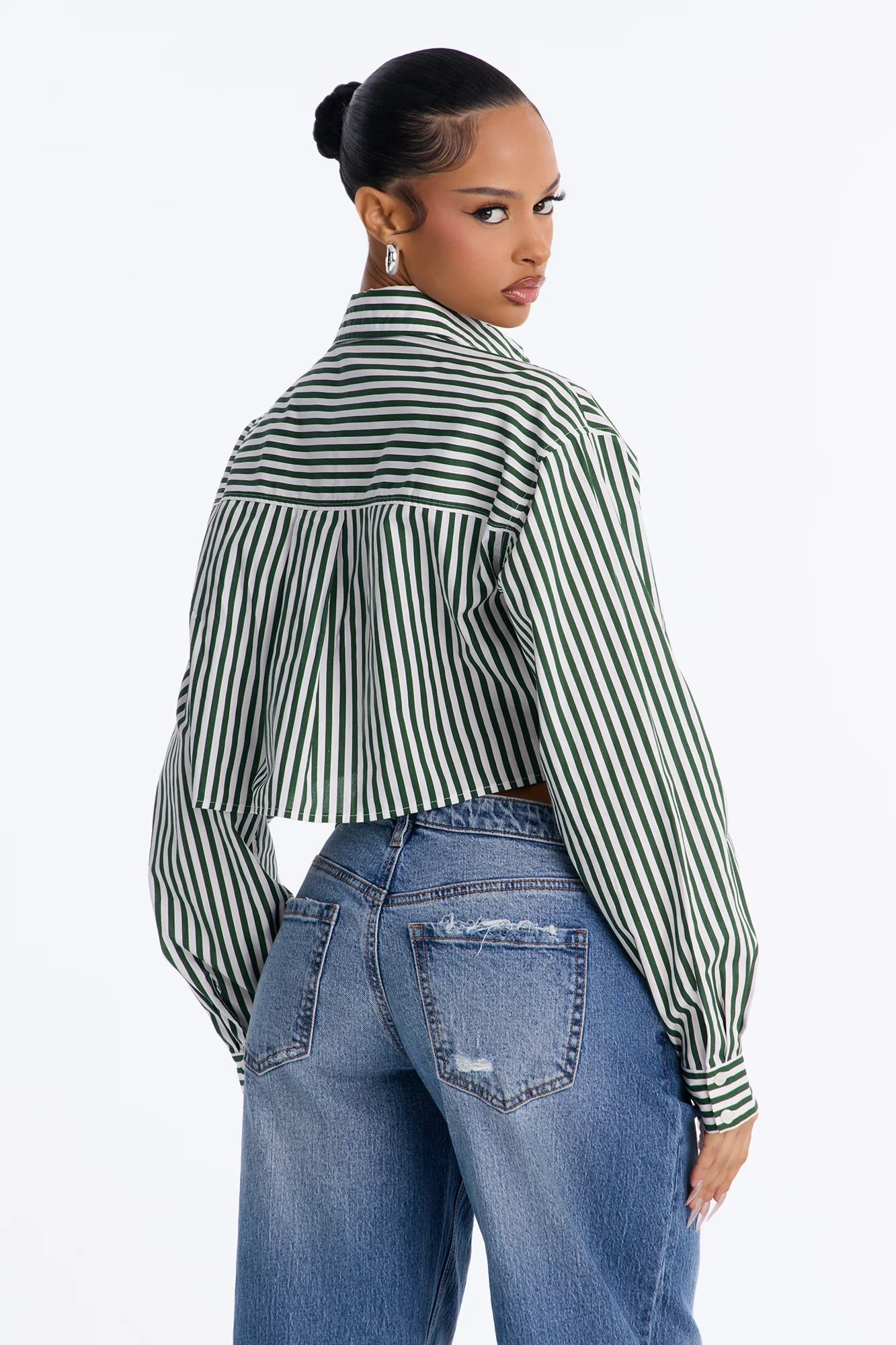 Beachside Babe Long Sleeve Striped Shirt - Green/combo - Image 4