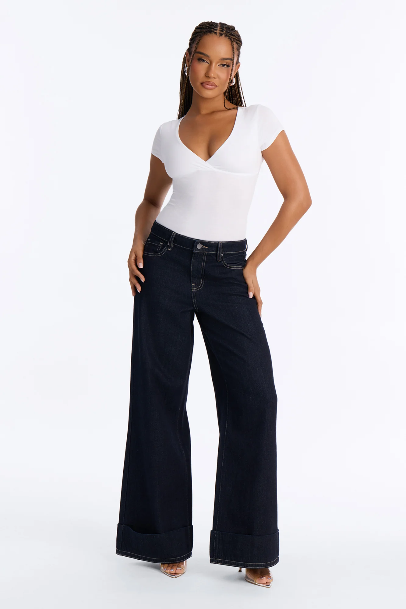 Becca V Neck Baby Tee - White - Image 2