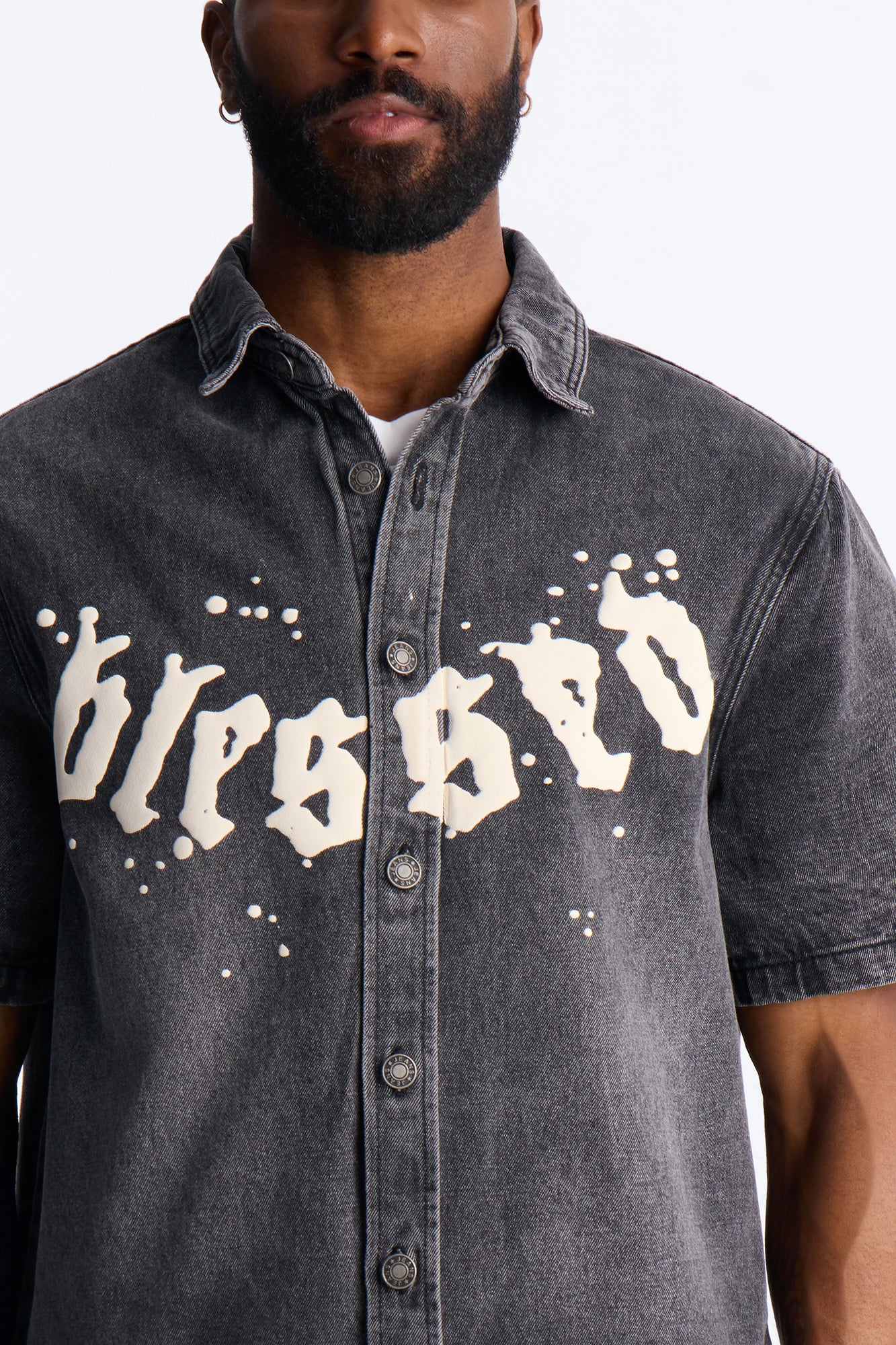 Been Blessed Denim Button Up Shirt - Black Wash - Image 3