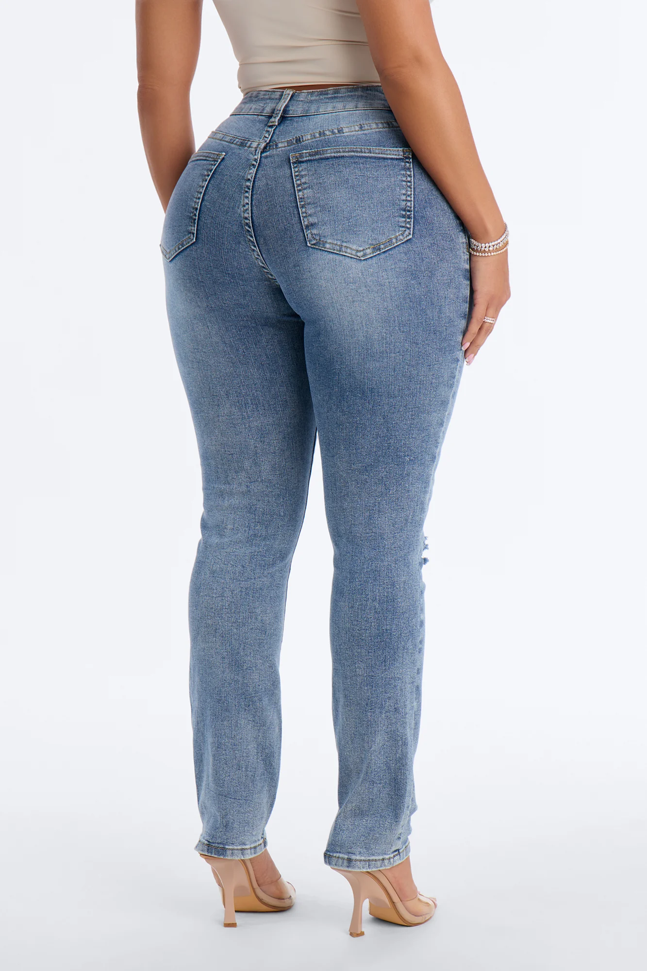 Beg For Me Slim Straight Leg Jeans - Medium Wash - Image 3