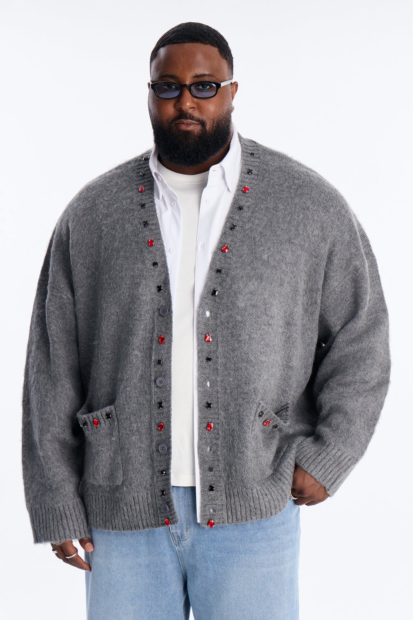 Bejeweled Reverie Cardigan - Grey - Image 5
