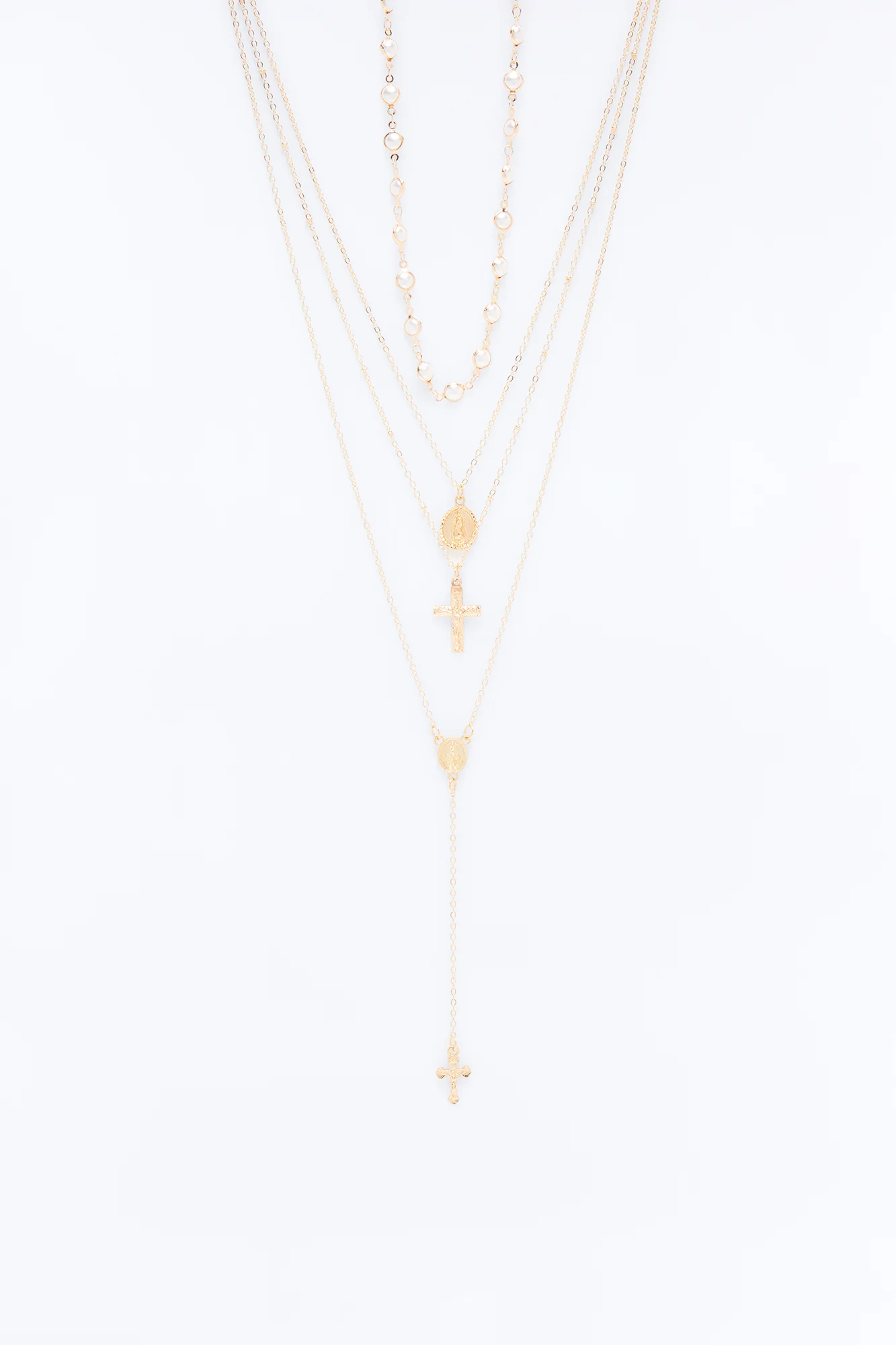 Believe In Yourself Lariat Necklace - Gold/Clear - Image 3