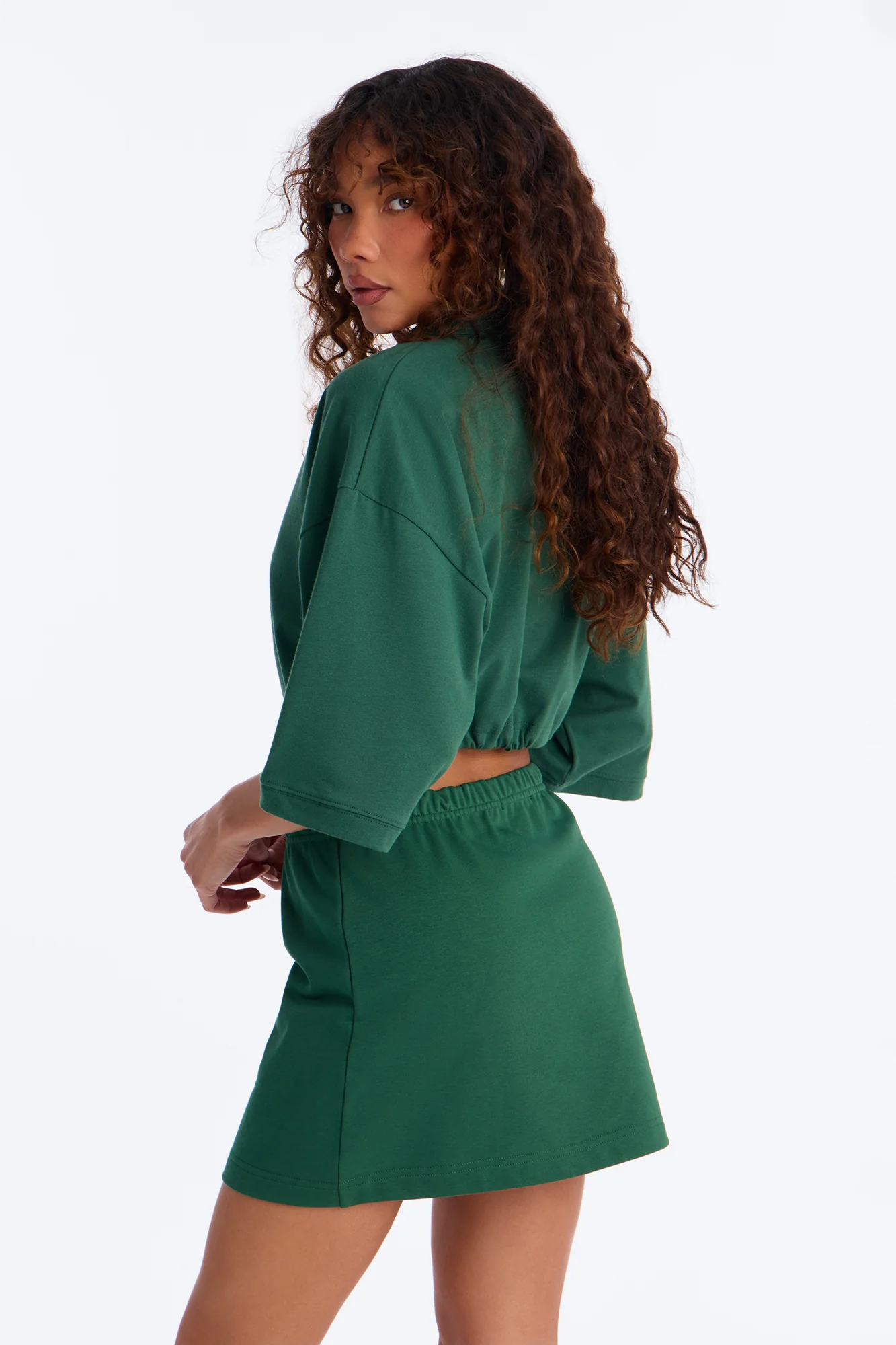 Bella French Terry Mini Skirt Set - Hunter - Image 4