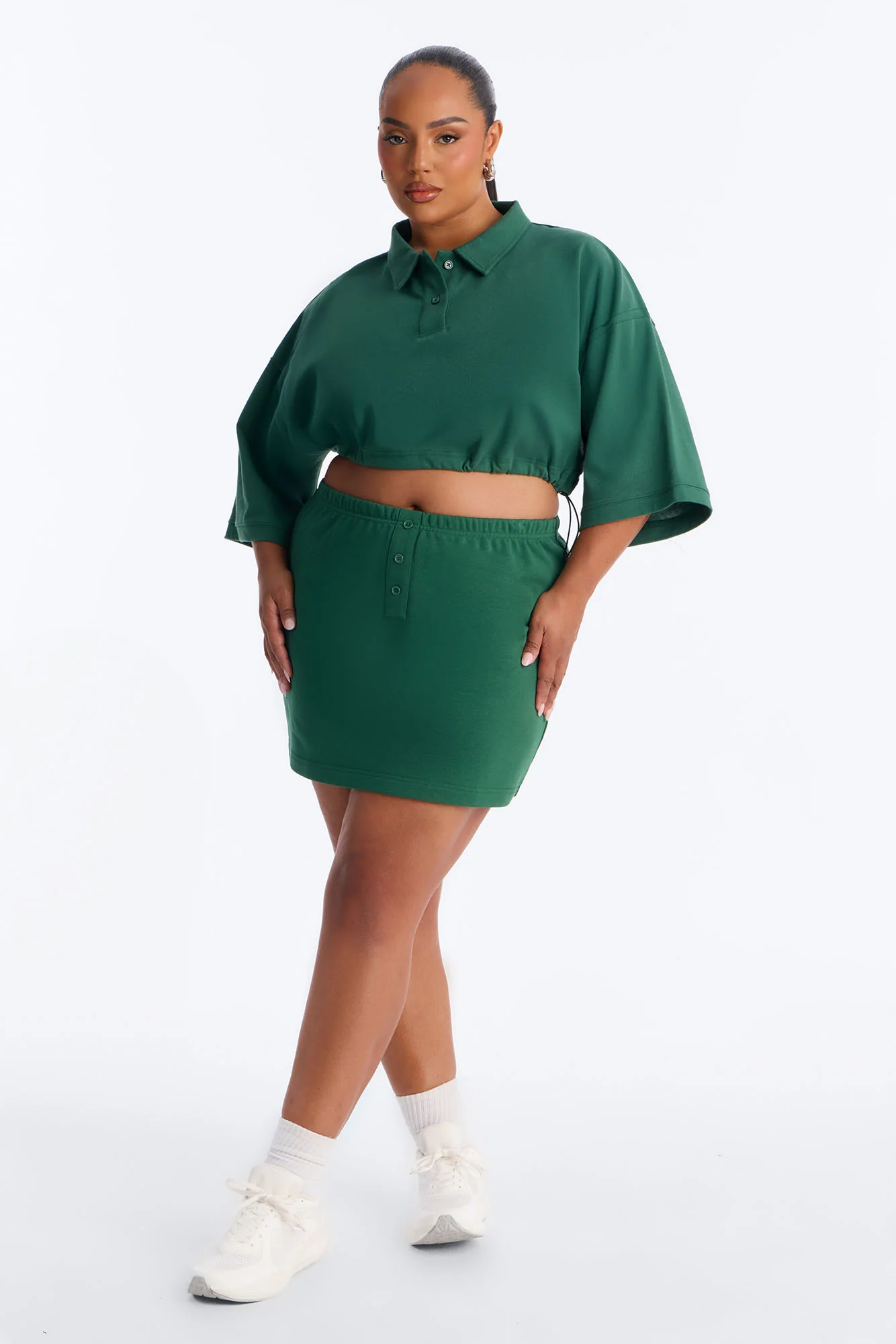 Bella French Terry Mini Skirt Set - Hunter - Image 5