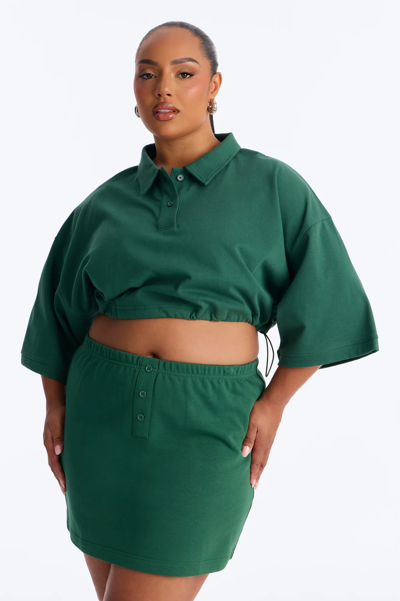 Bella French Terry Mini Skirt Set - Hunter - Image 6