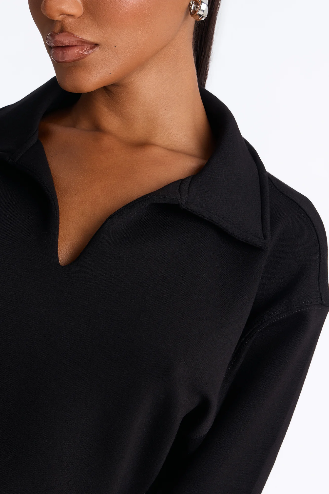 Bella Scuba Lounge Polo Sweatshirt - Black - Image 3