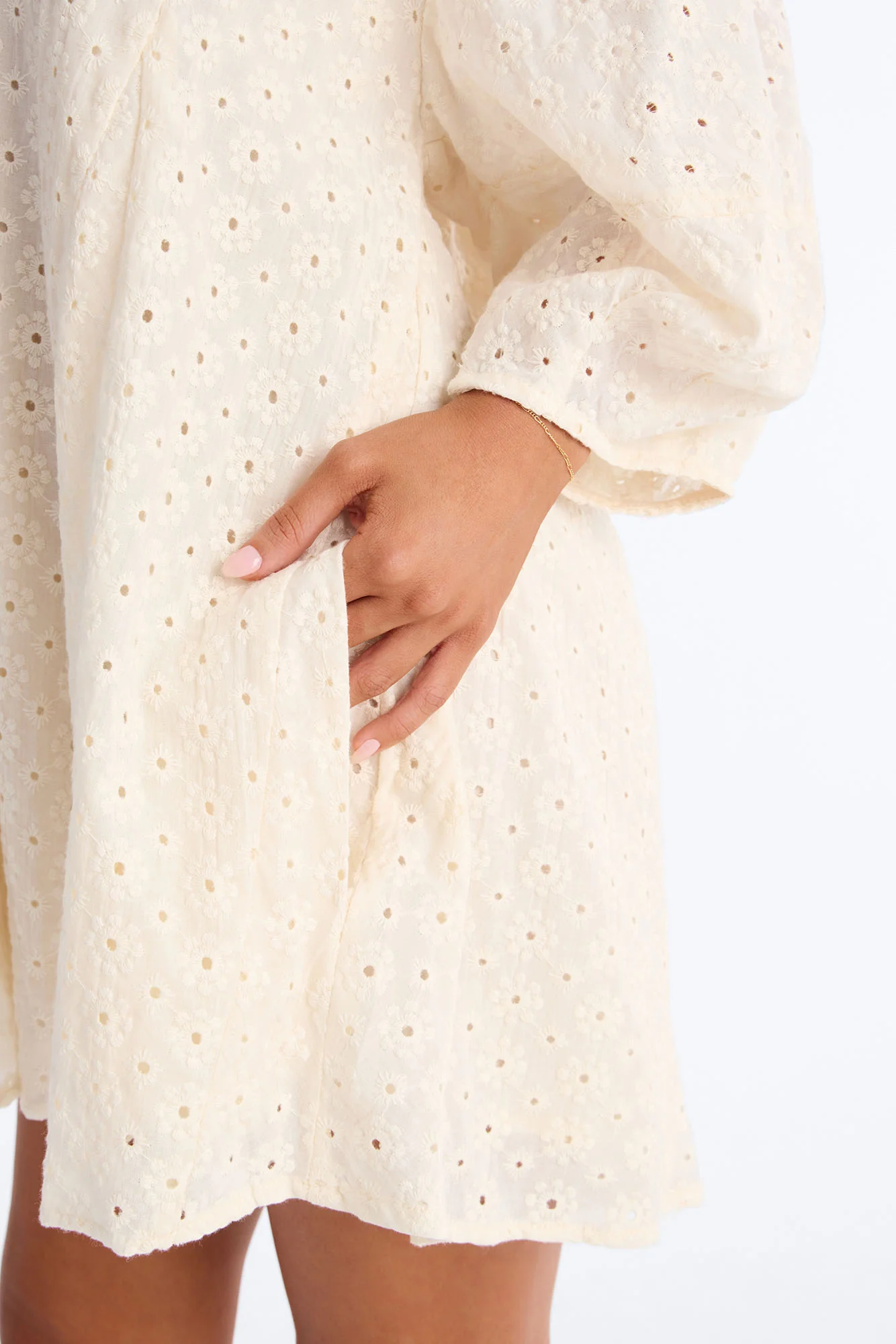 Belle Eyelet Babydoll Romper - Cream - Image 3