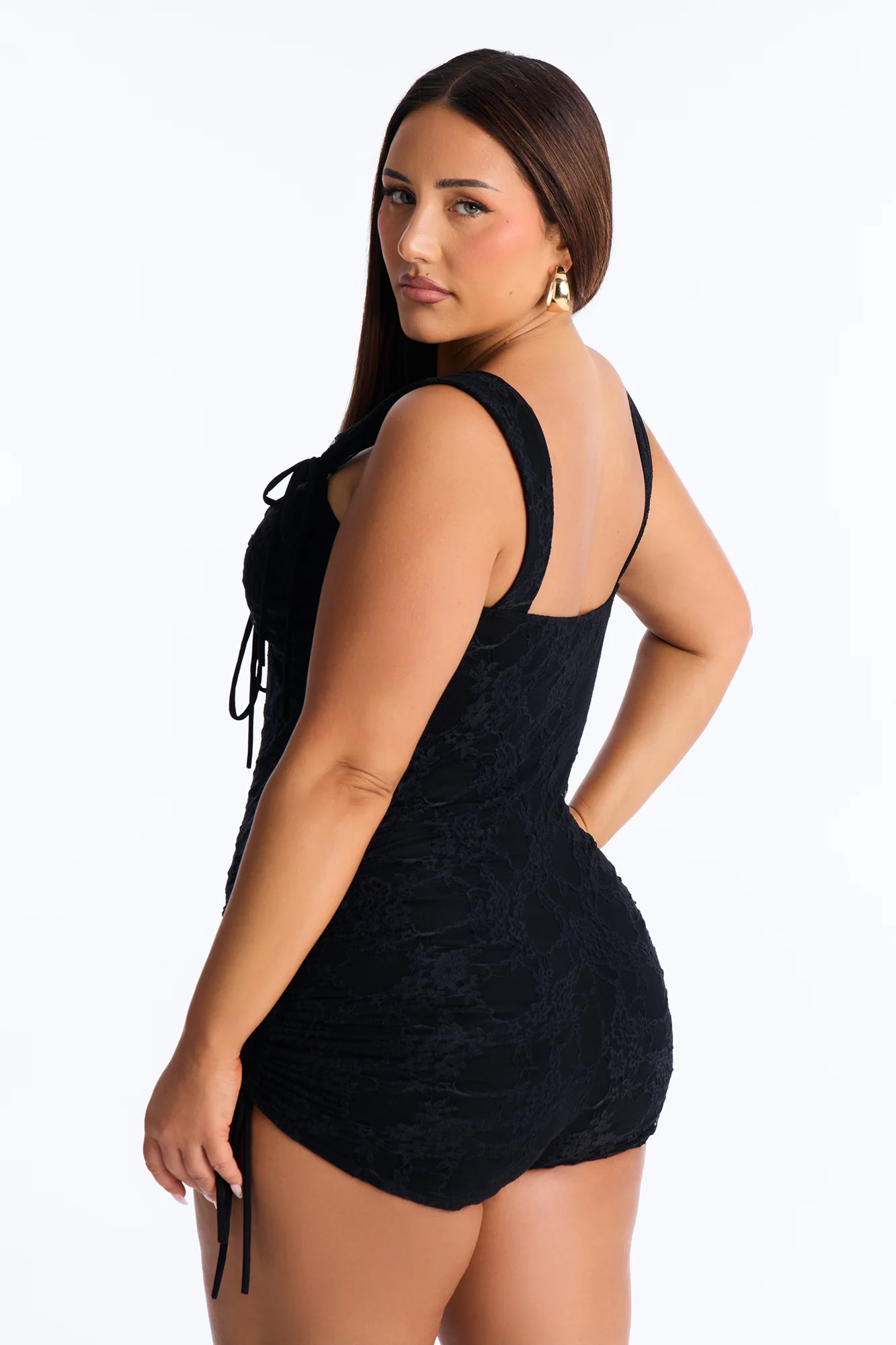 Belle Lace Micro Short Romper - Black - Image 7