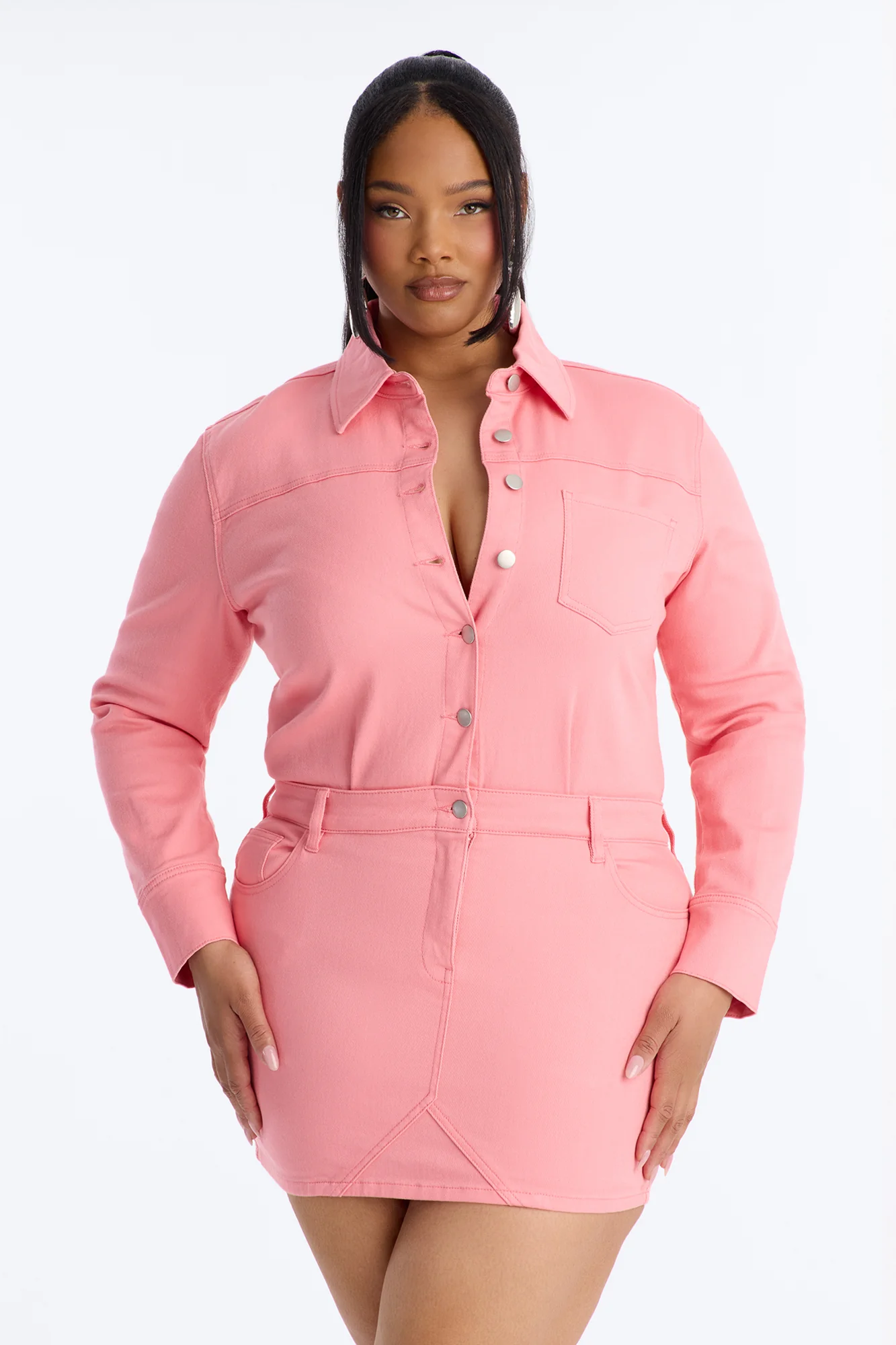 Belleville Denim Mini Dress - Pink - Image 6