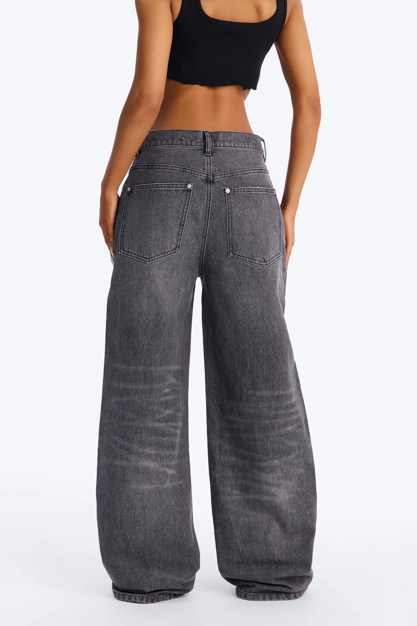 Bet On Me Baggy Everyday Wide Leg Jeans - Black Wash - Image 3