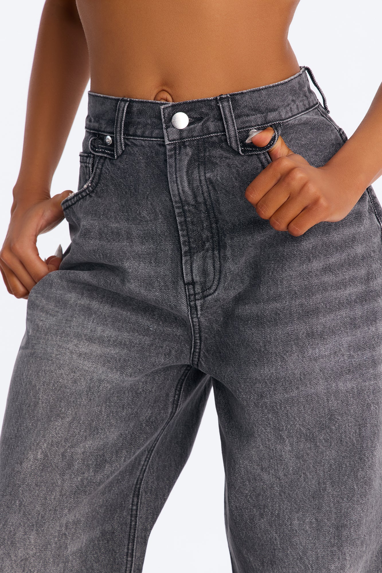 Bet On Me Baggy Everyday Wide Leg Jeans - Black Wash - Image 4