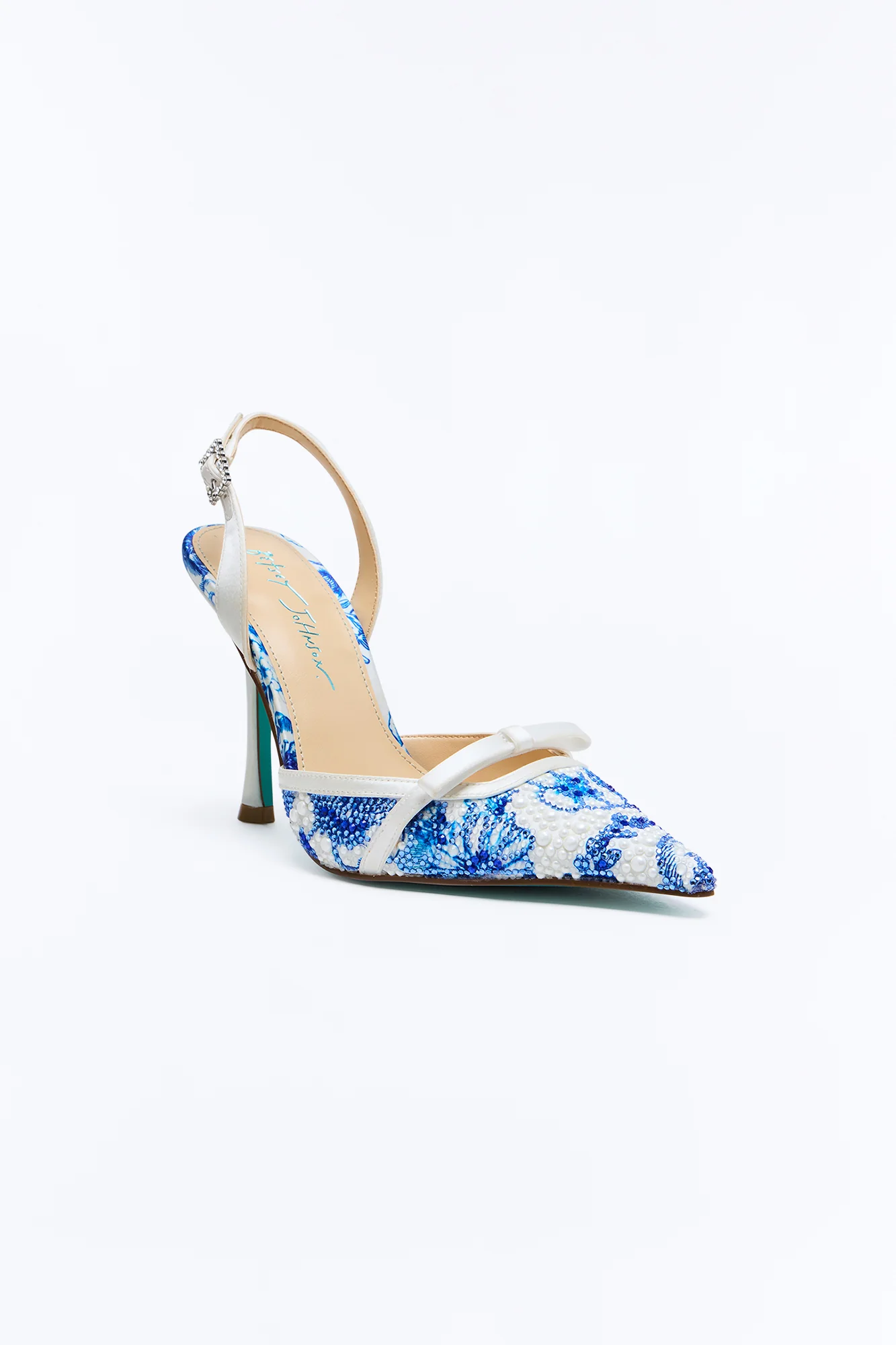 Betsey Johnson Roza Embellished Slingback Pumps - White/Blue - Image 4