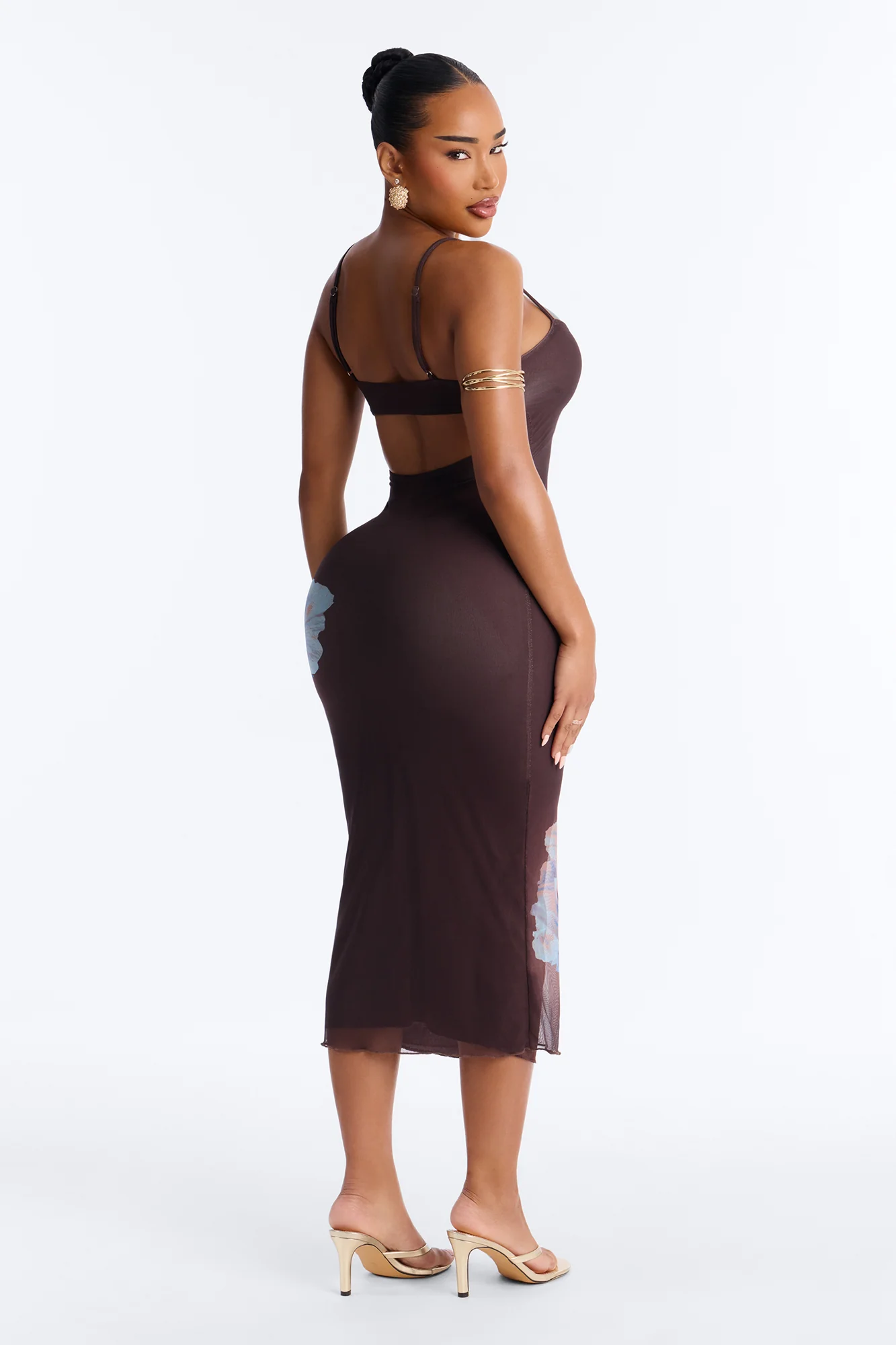 Betsy Floral Mesh Maxi Dress - Brown/combo - Image 3