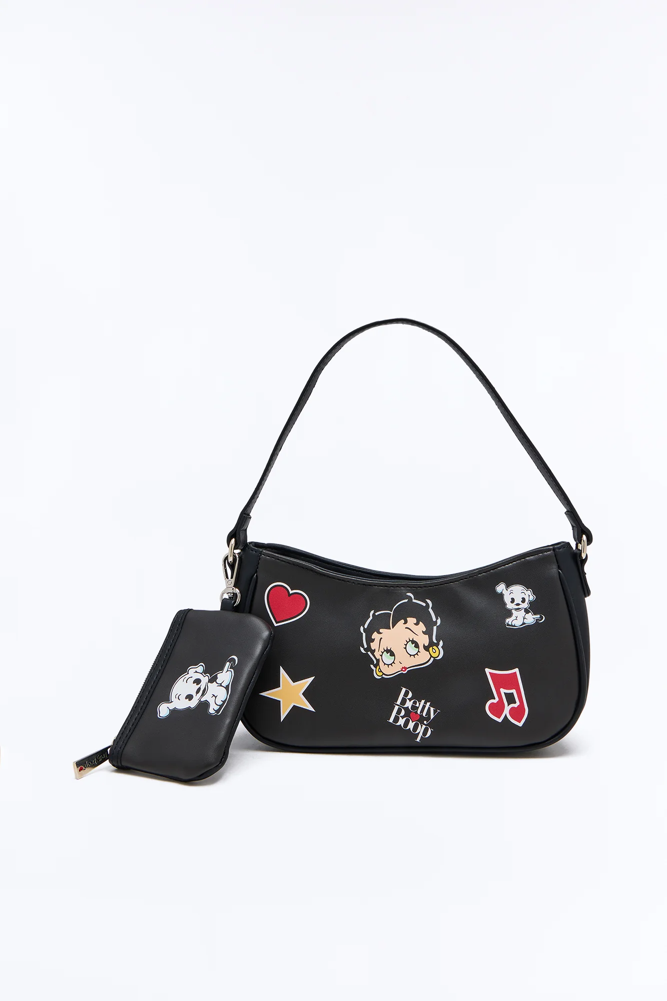 Betty Boop Icons Faux Leather Shoulder Handbag - Black
