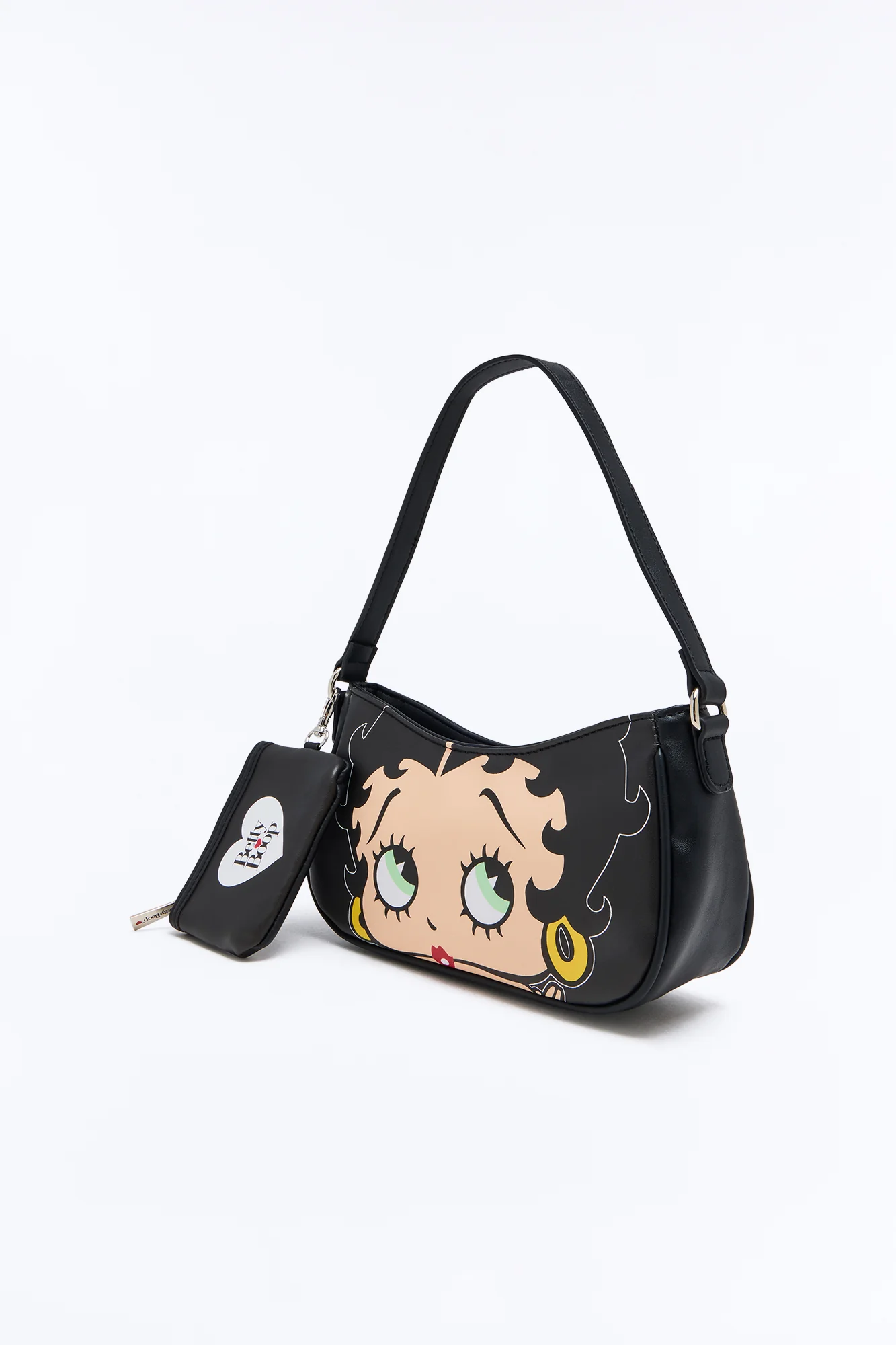 Betty Boop Jumbo Face Faux Leather Shoulder Handbag - Black - Image 4