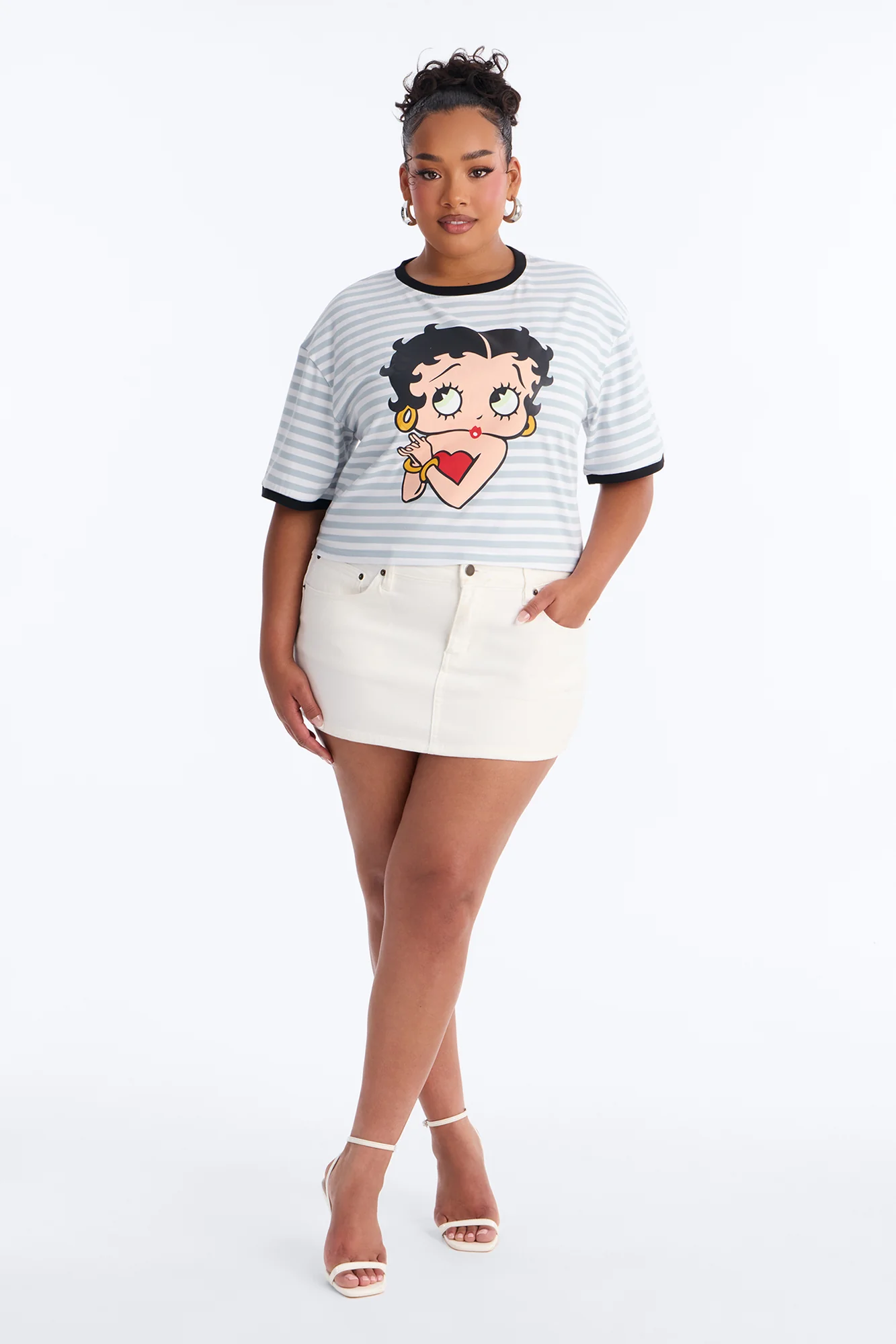 Betty Boop Stripe Crop Tee - Multi Color - Image 5