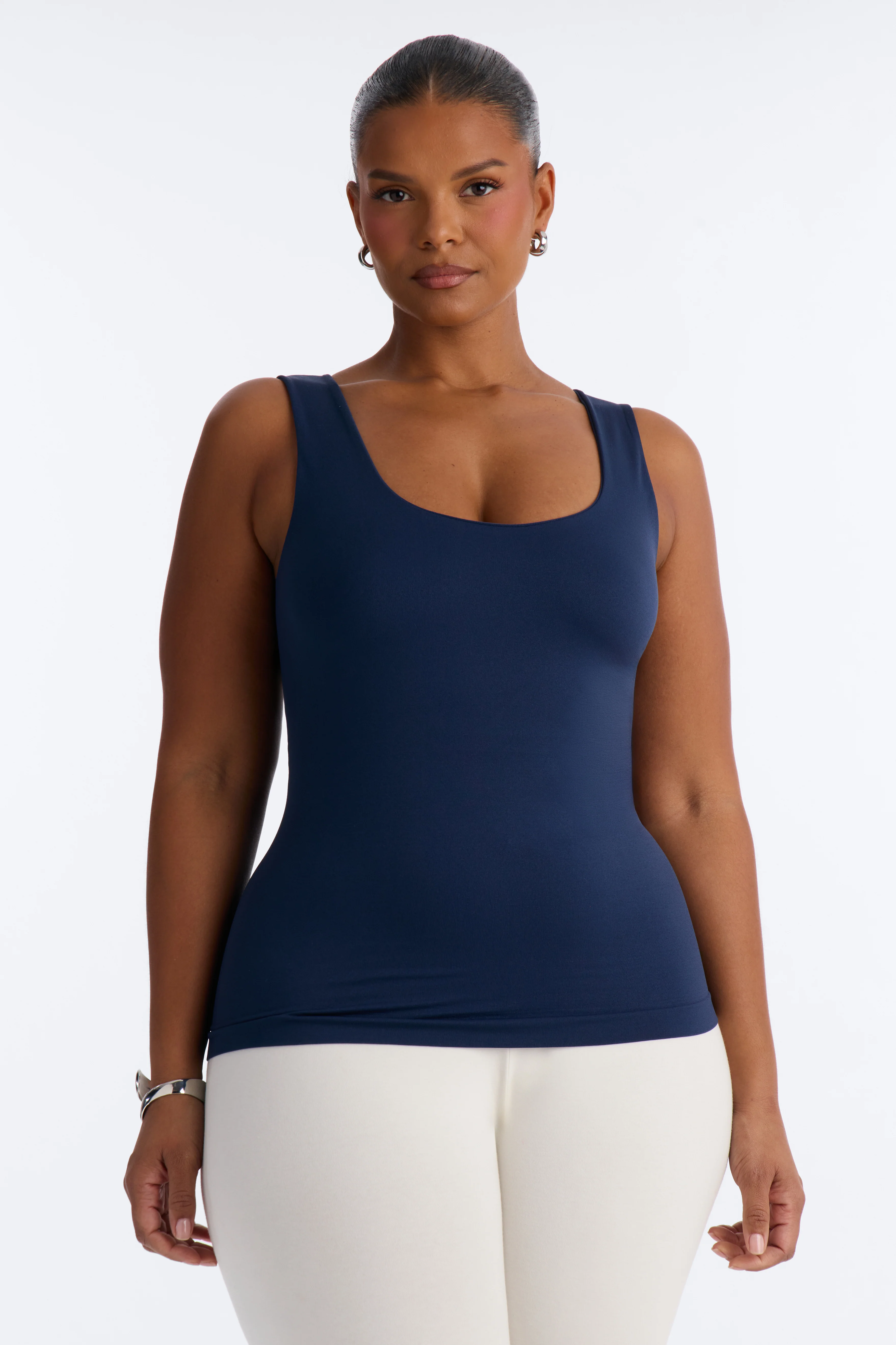 Bianca Seamless Scoop Neck Tank Top - Midnight Navy - Image 2