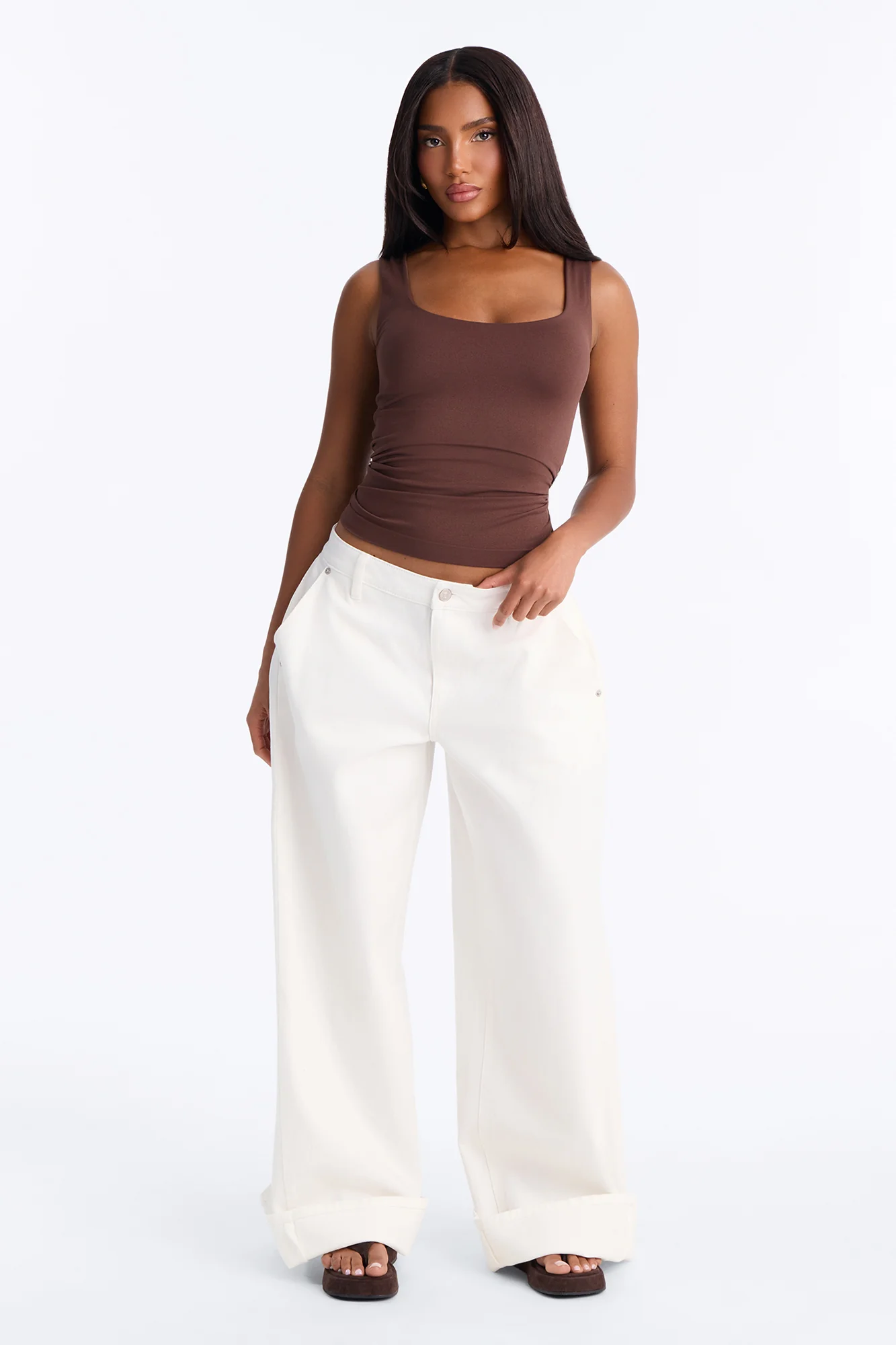 Bianca Seamless Scoop Neck Tank Top - Mocha