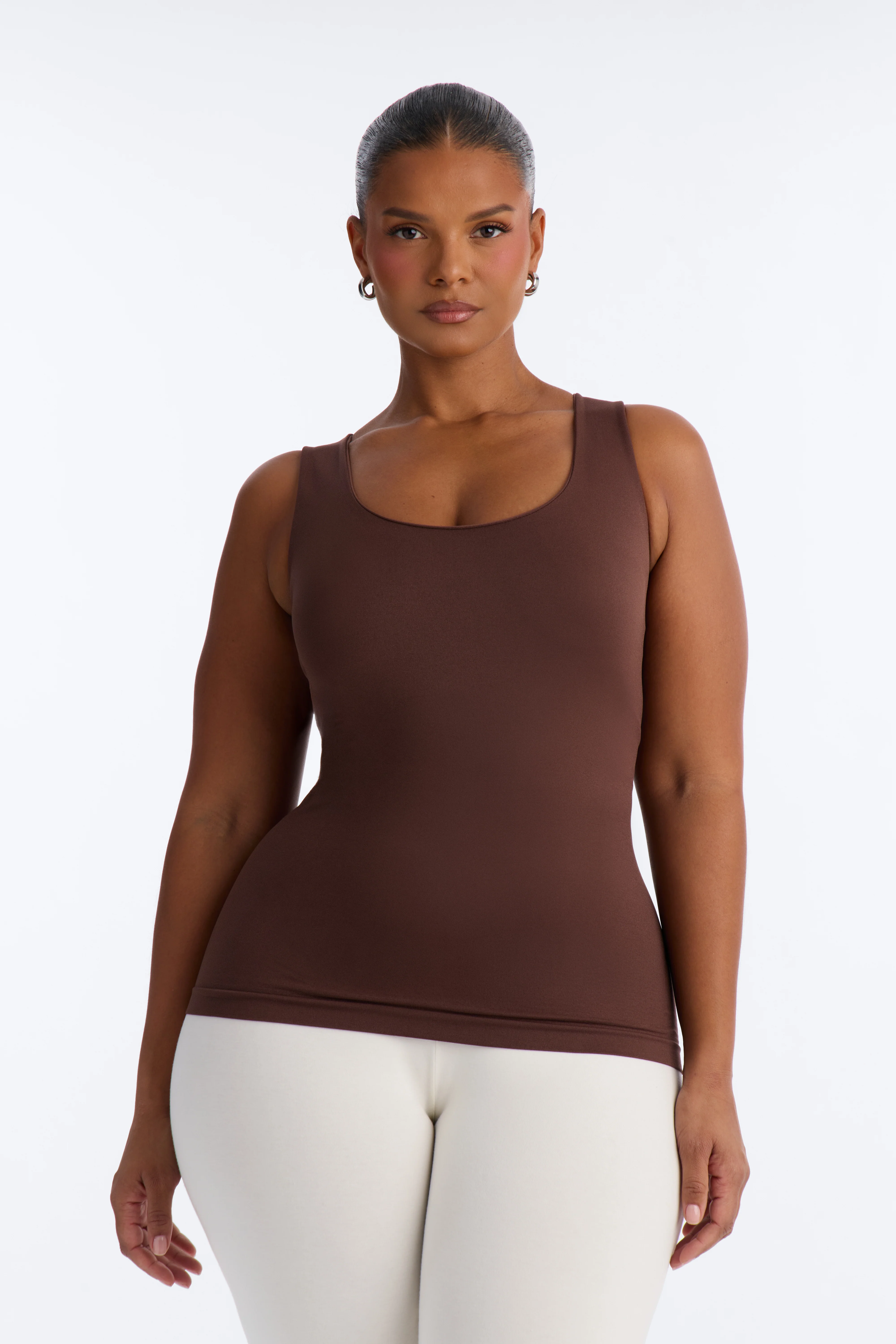 Bianca Seamless Scoop Neck Tank Top - Mocha - Image 5