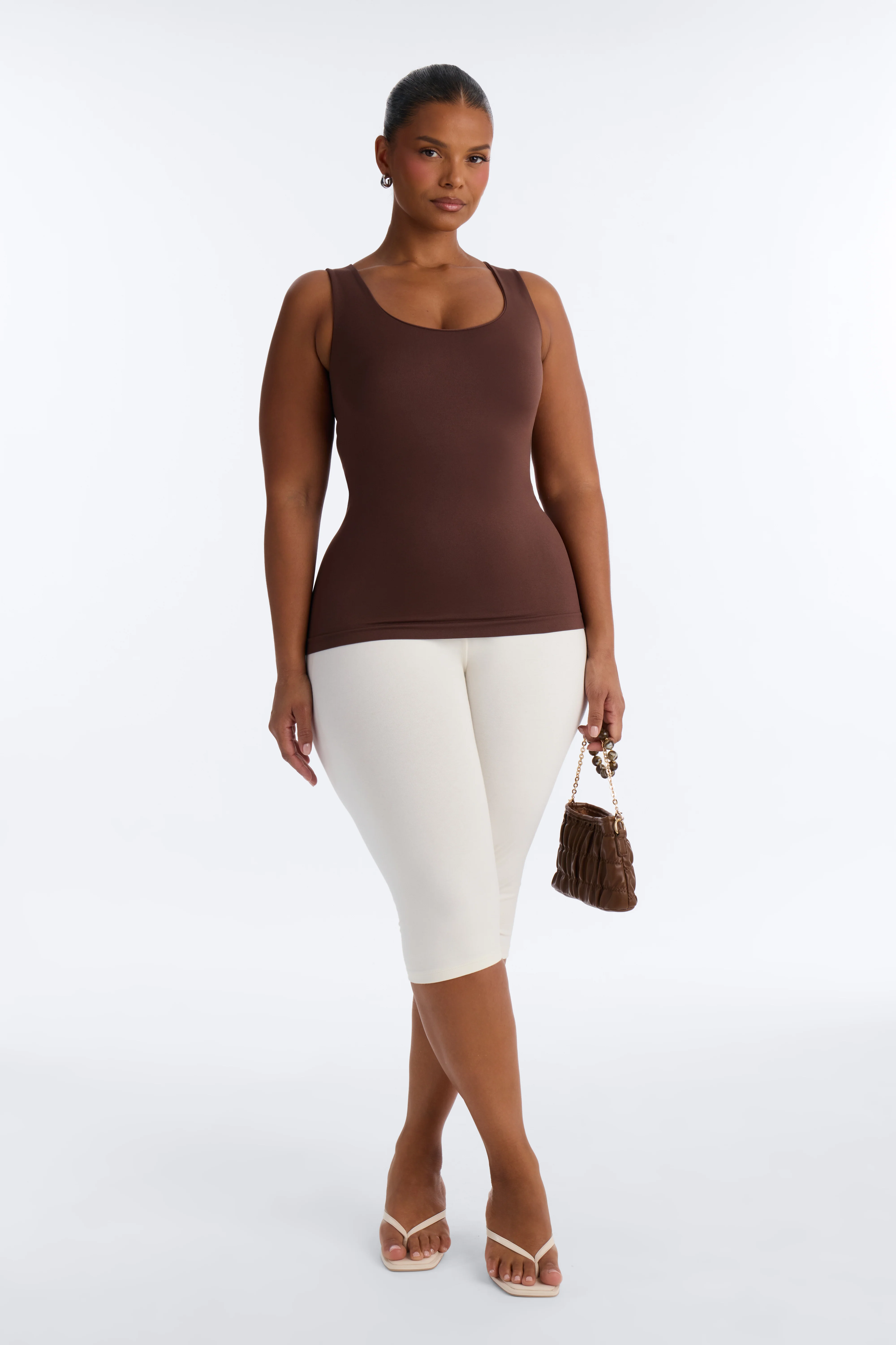 Bianca Seamless Scoop Neck Tank Top - Mocha - Image 6
