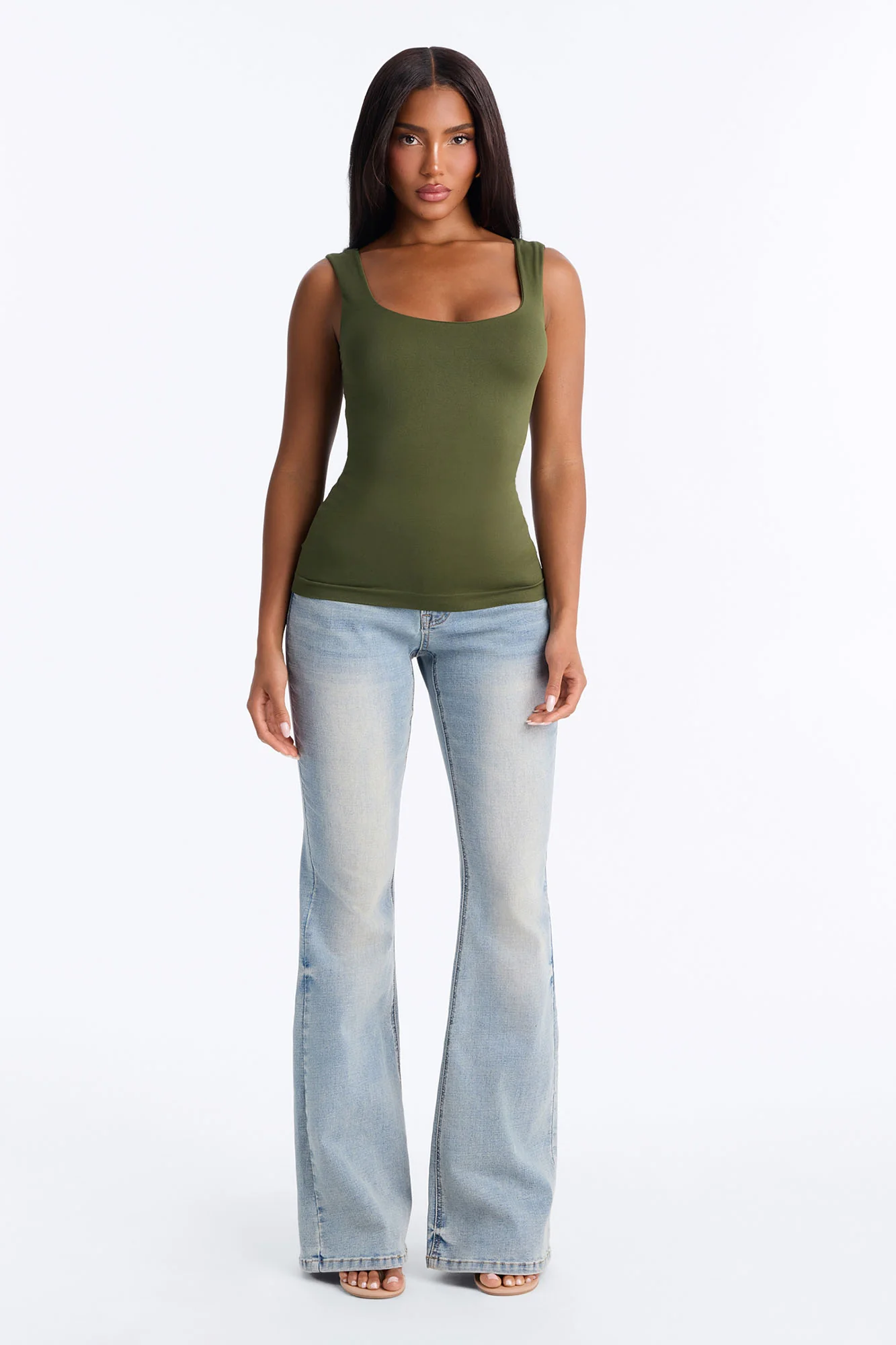 Bianca Seamless Scoop Neck Tank Top - Sage - Image 2