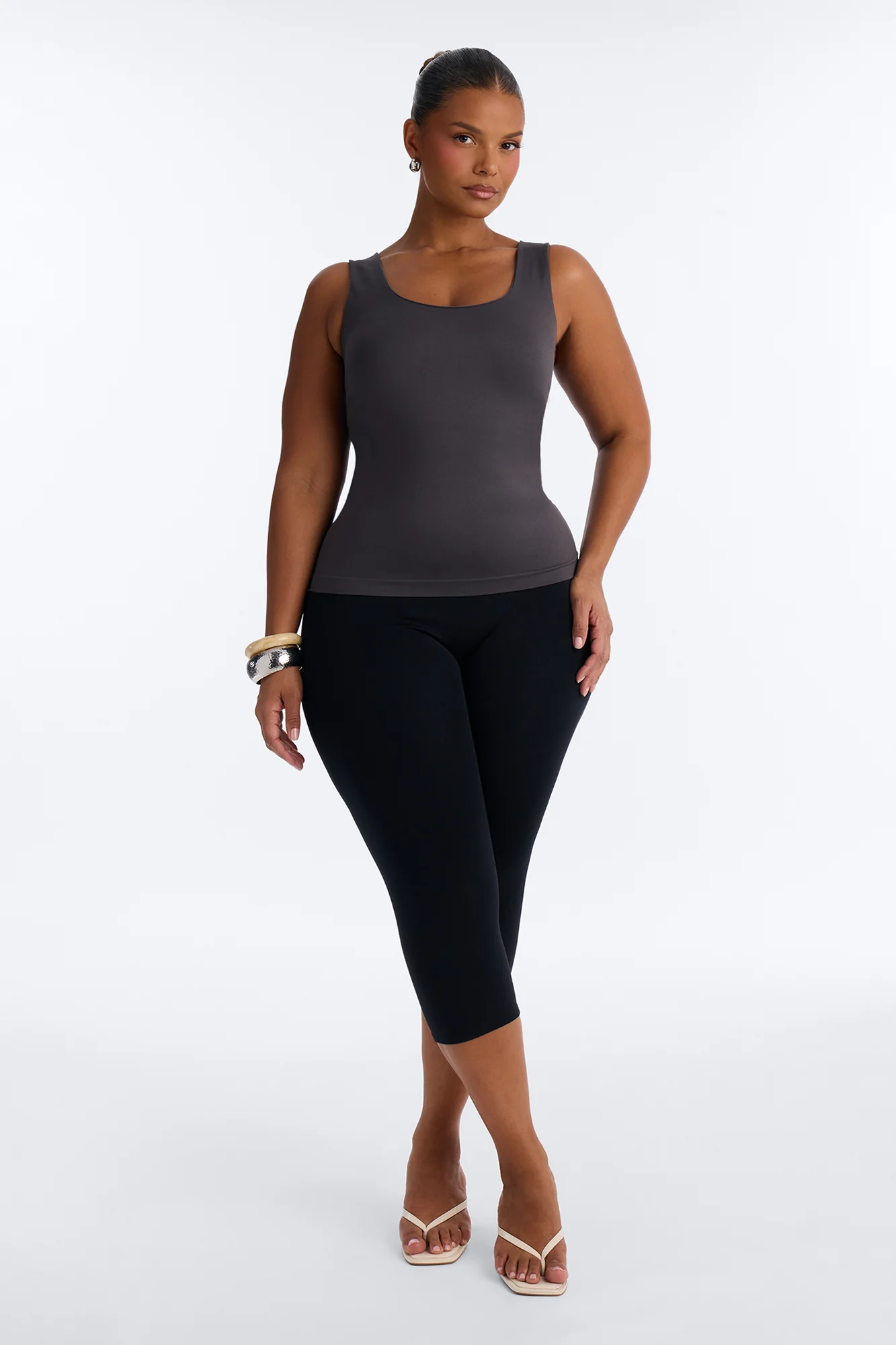 Bianca Seamless Scoop Neck Tank Top - Slate Grey - Image 4