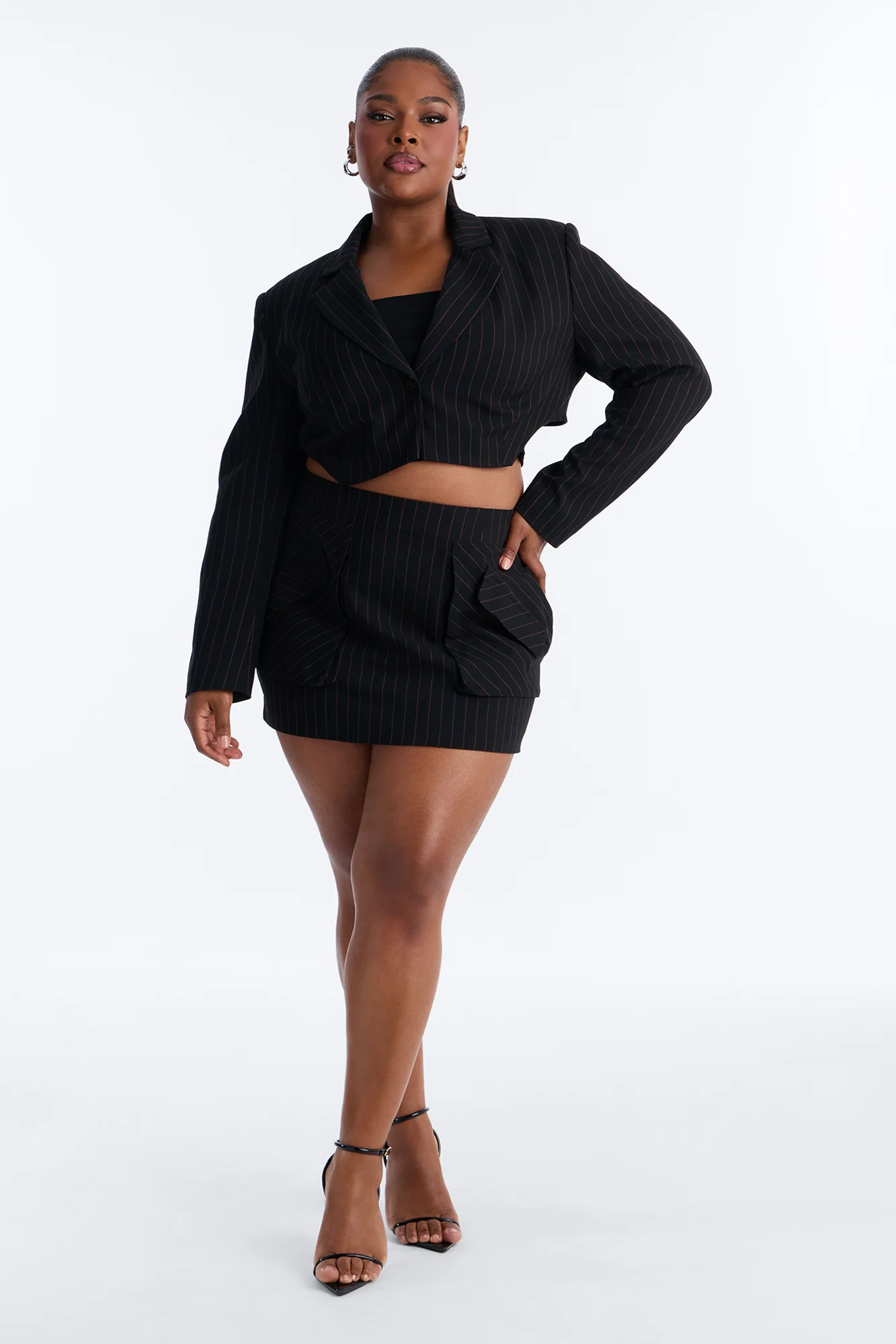 Big Checks Pinstripe Trouser Mini Skirt - Black/combo - Image 5