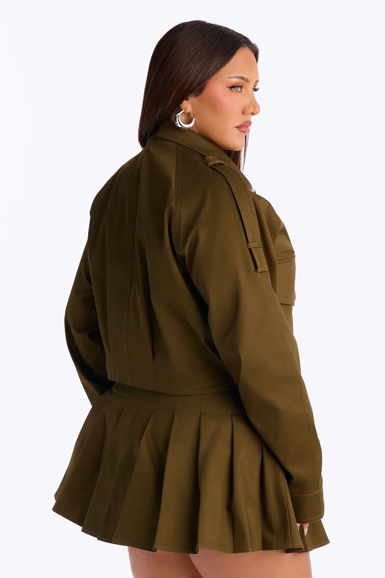 Blakely Twill Cropped Utility Jacket - Olive - Image 7