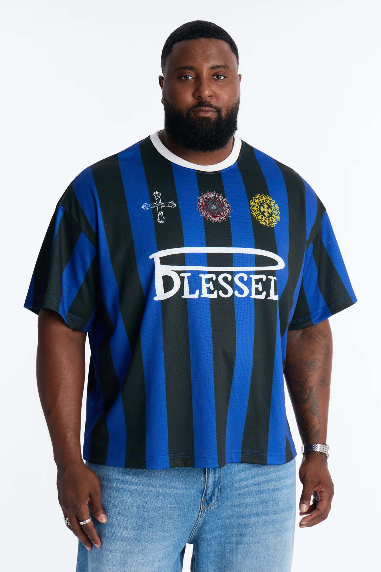 Blessed Oversized Soccer Jersey - Blue/combo - Image 5