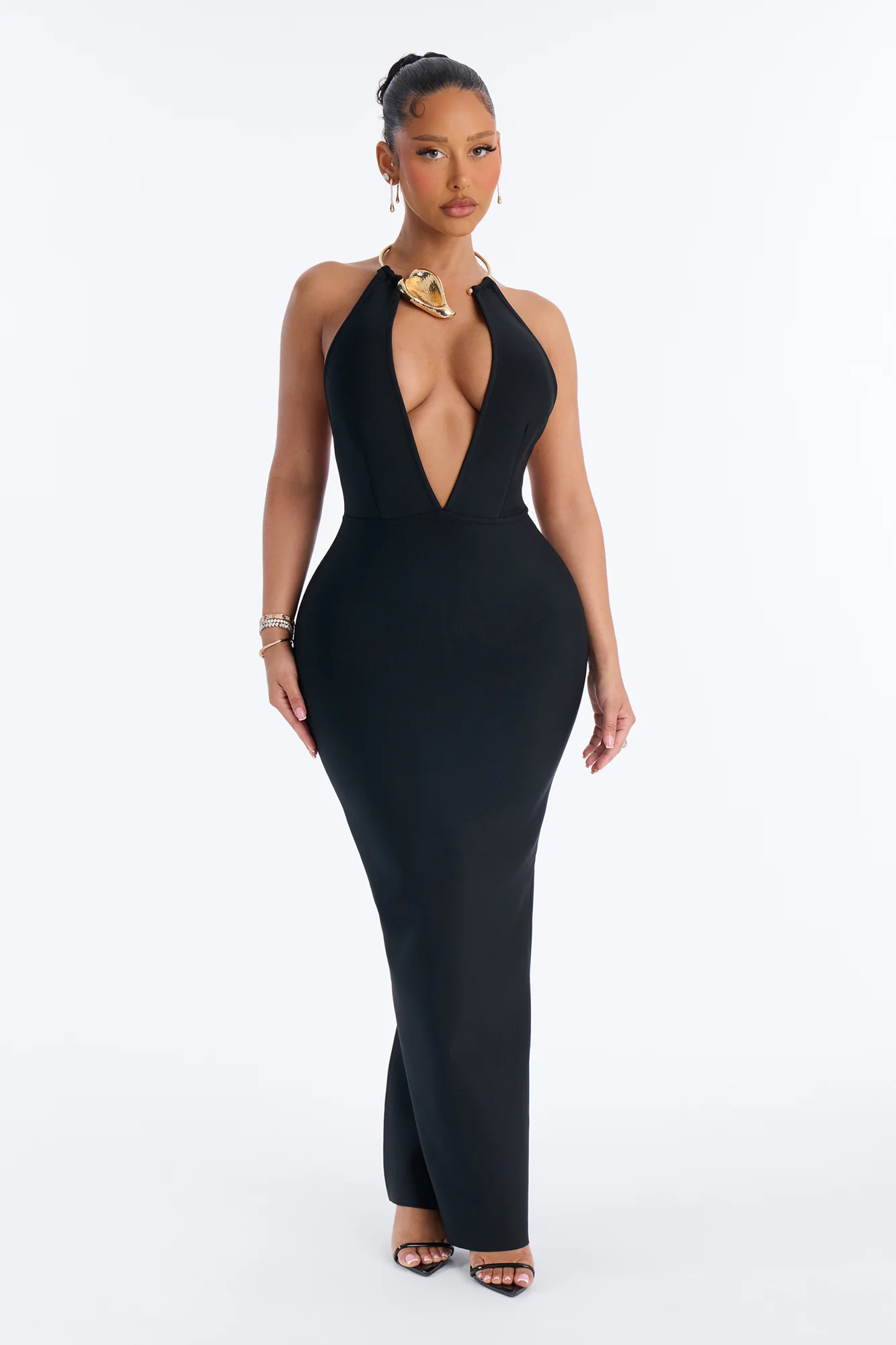 Blessing Your Eyes Bandage Maxi Dress - Black