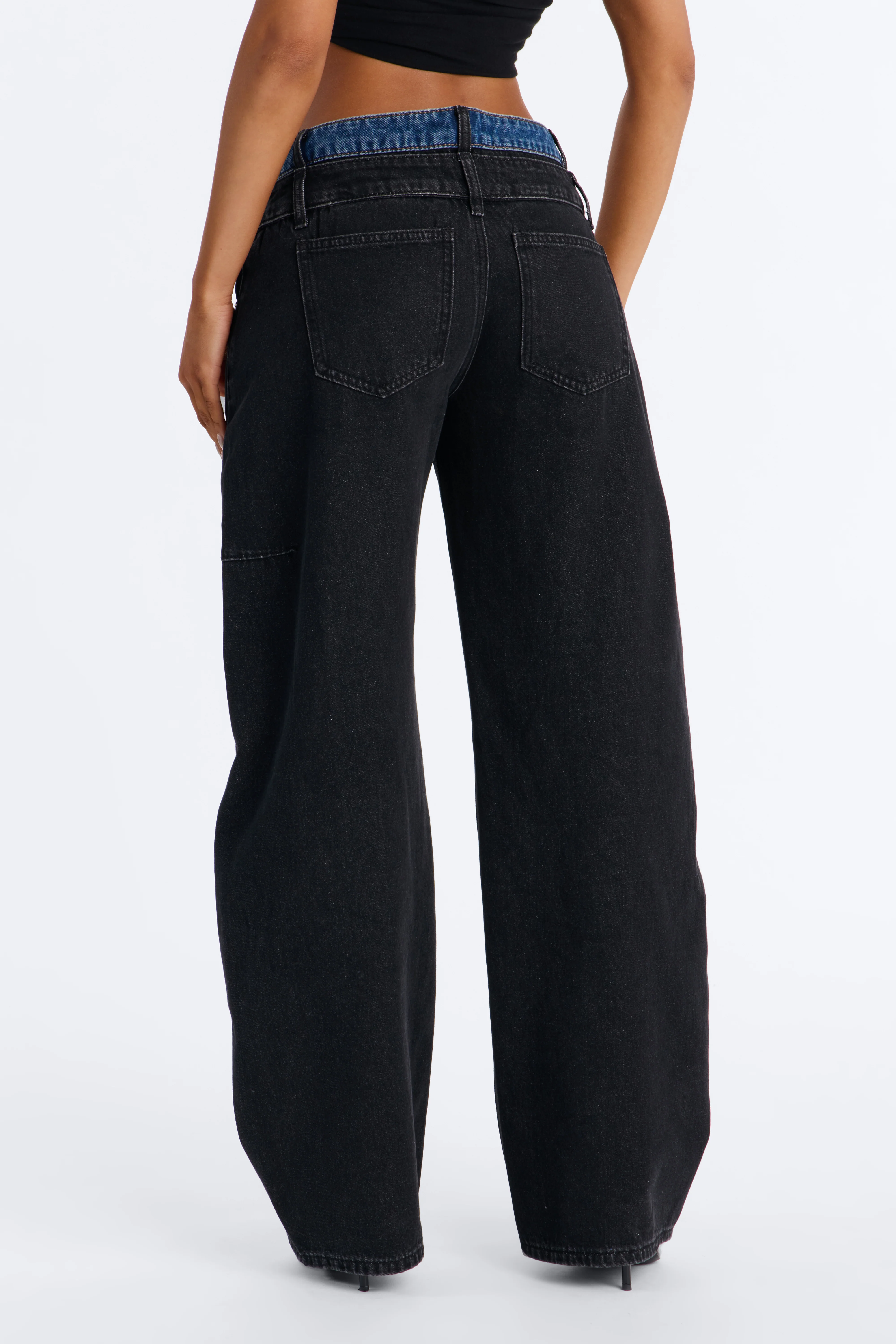 Blink Twice Two Tone Wide Leg Jeans - Black/Blue - Image 4