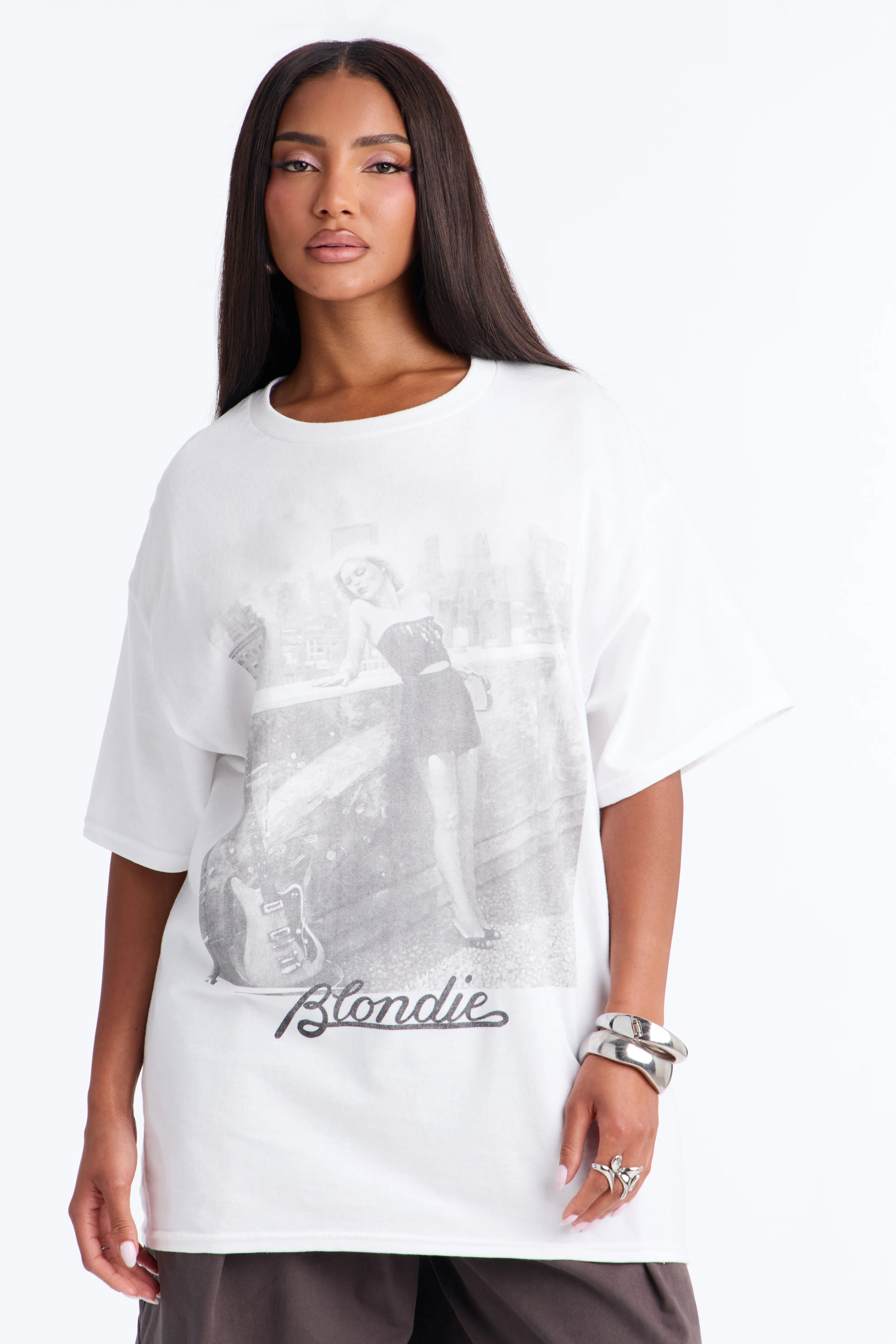 Blondie Portrait Washed Oversized Tee - Off White - Image 2