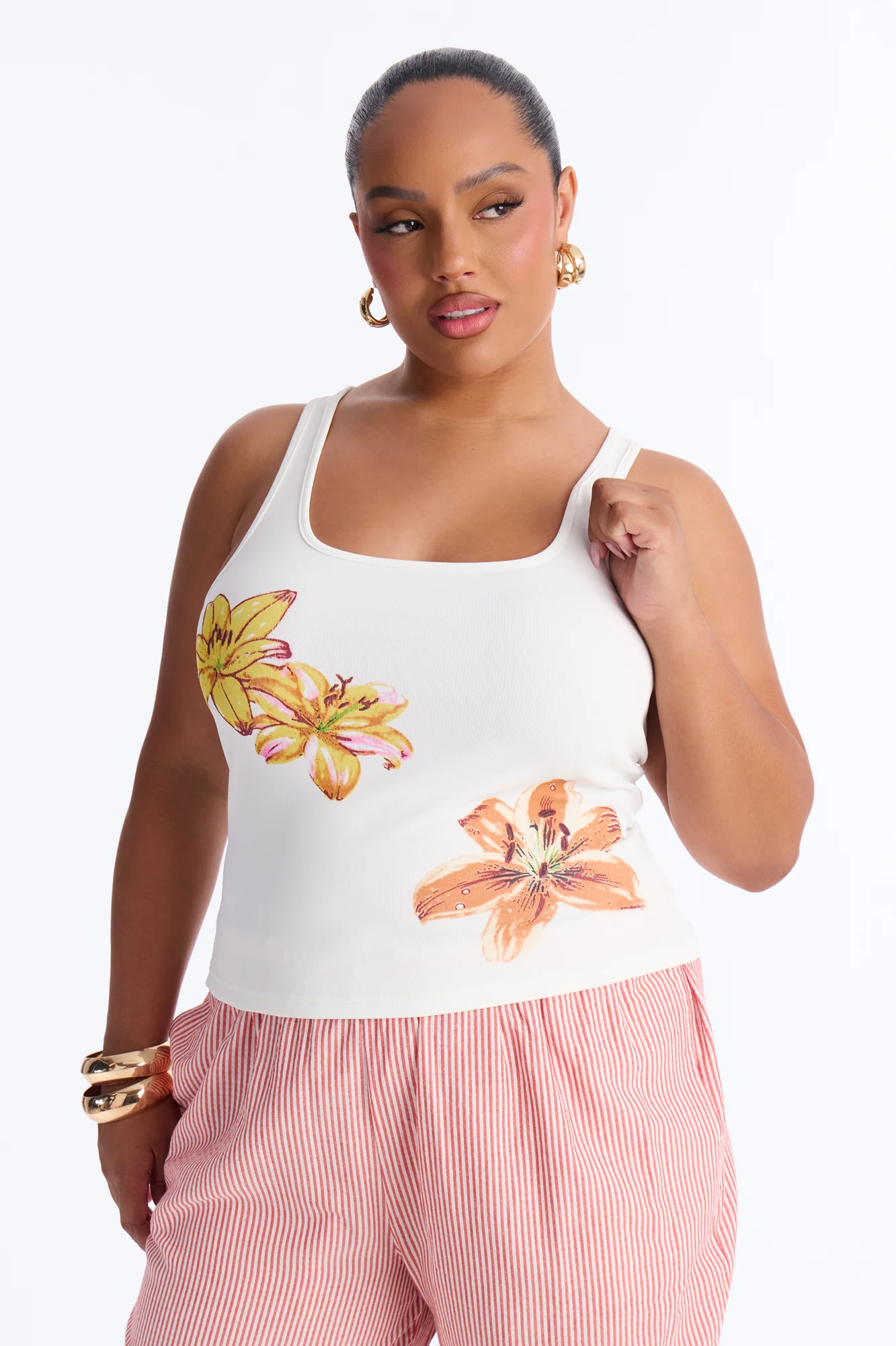 Bloom Season Ribbed Tank Top - White - Image 5