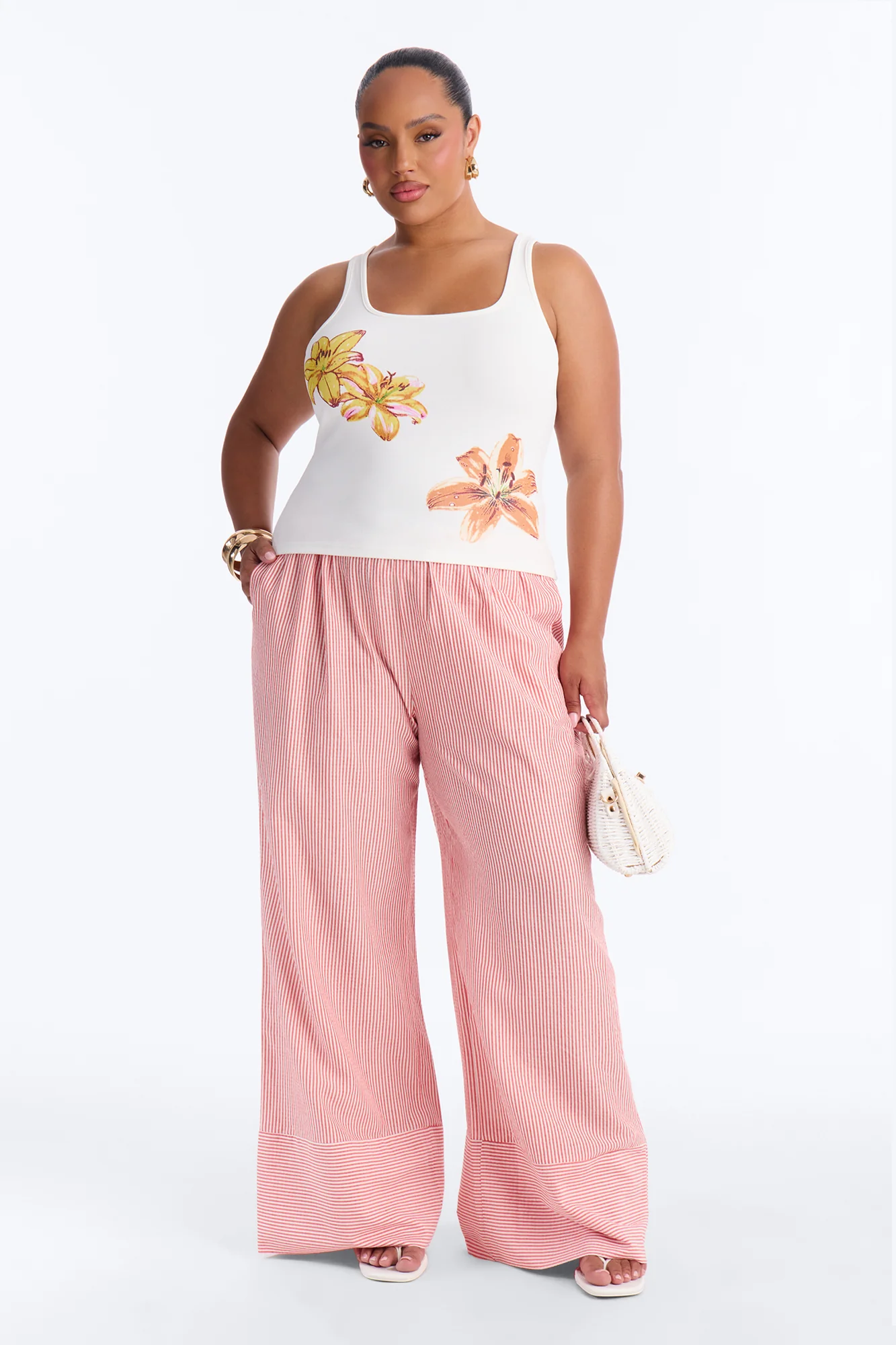 Bloom Season Ribbed Tank Top - White - Image 6